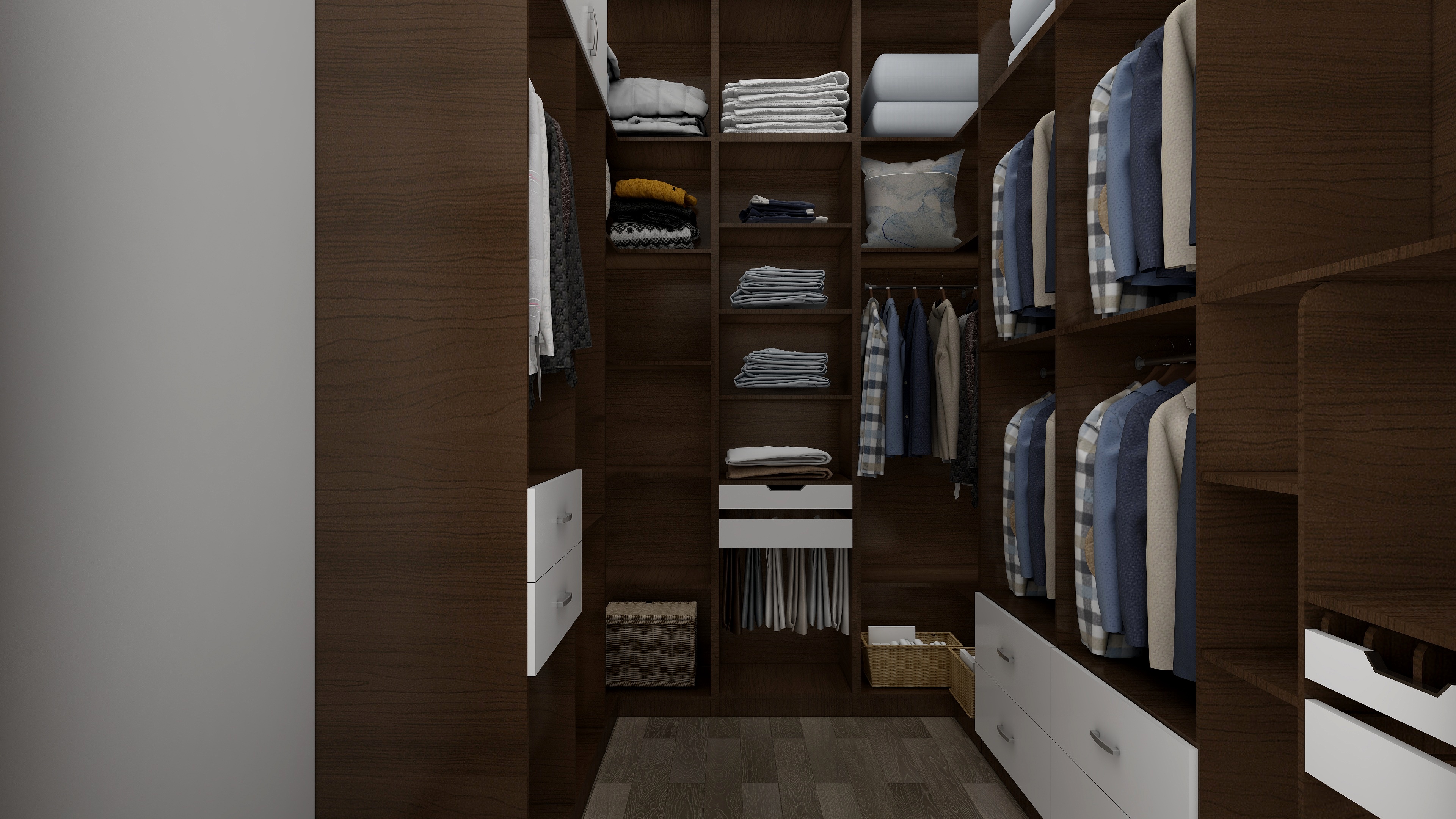 李振洋-239方新中式三居一层衣帽间装修效果图第2张