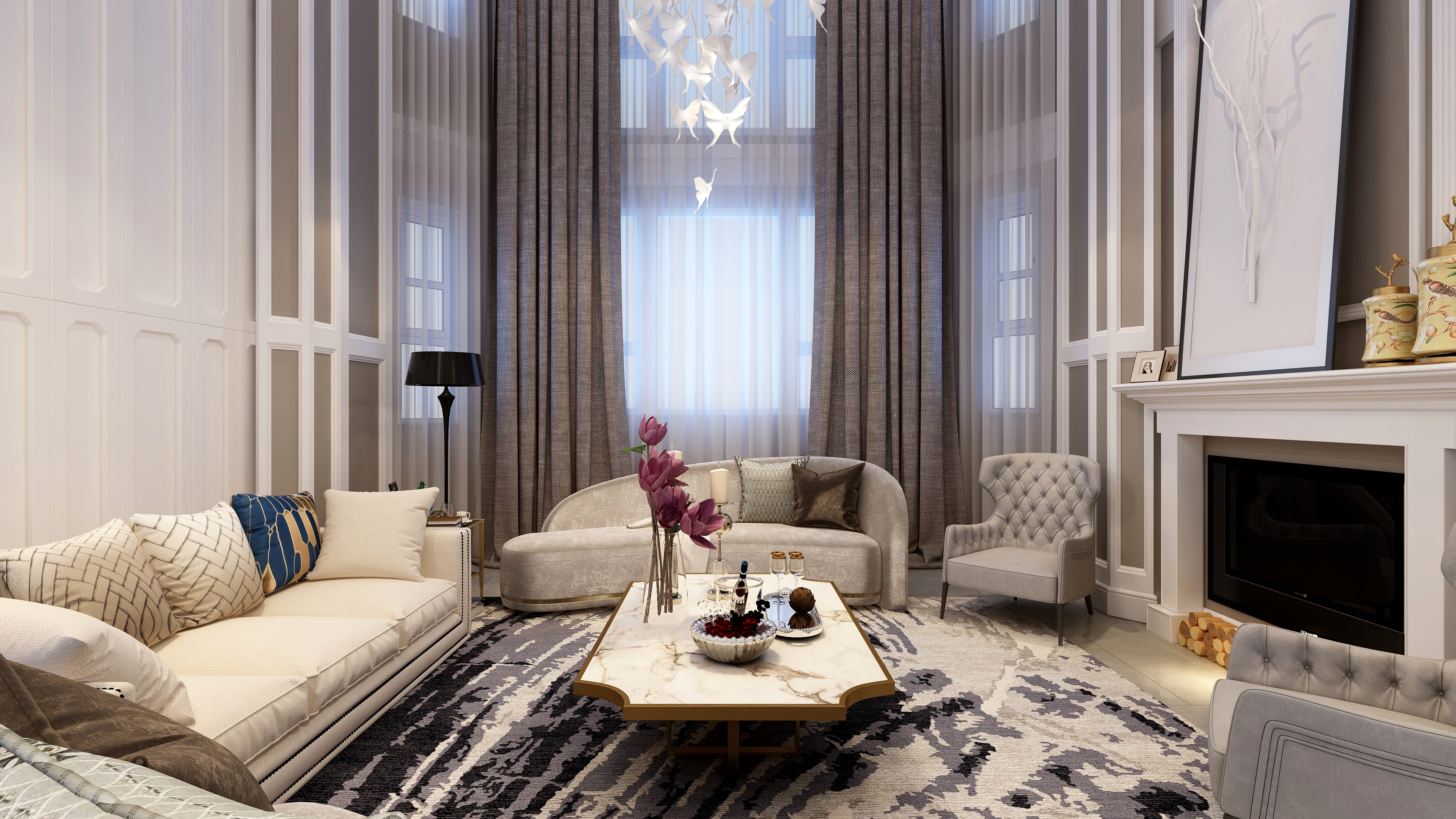 刘刚-轻奢别墅1-2层-装修设计方案