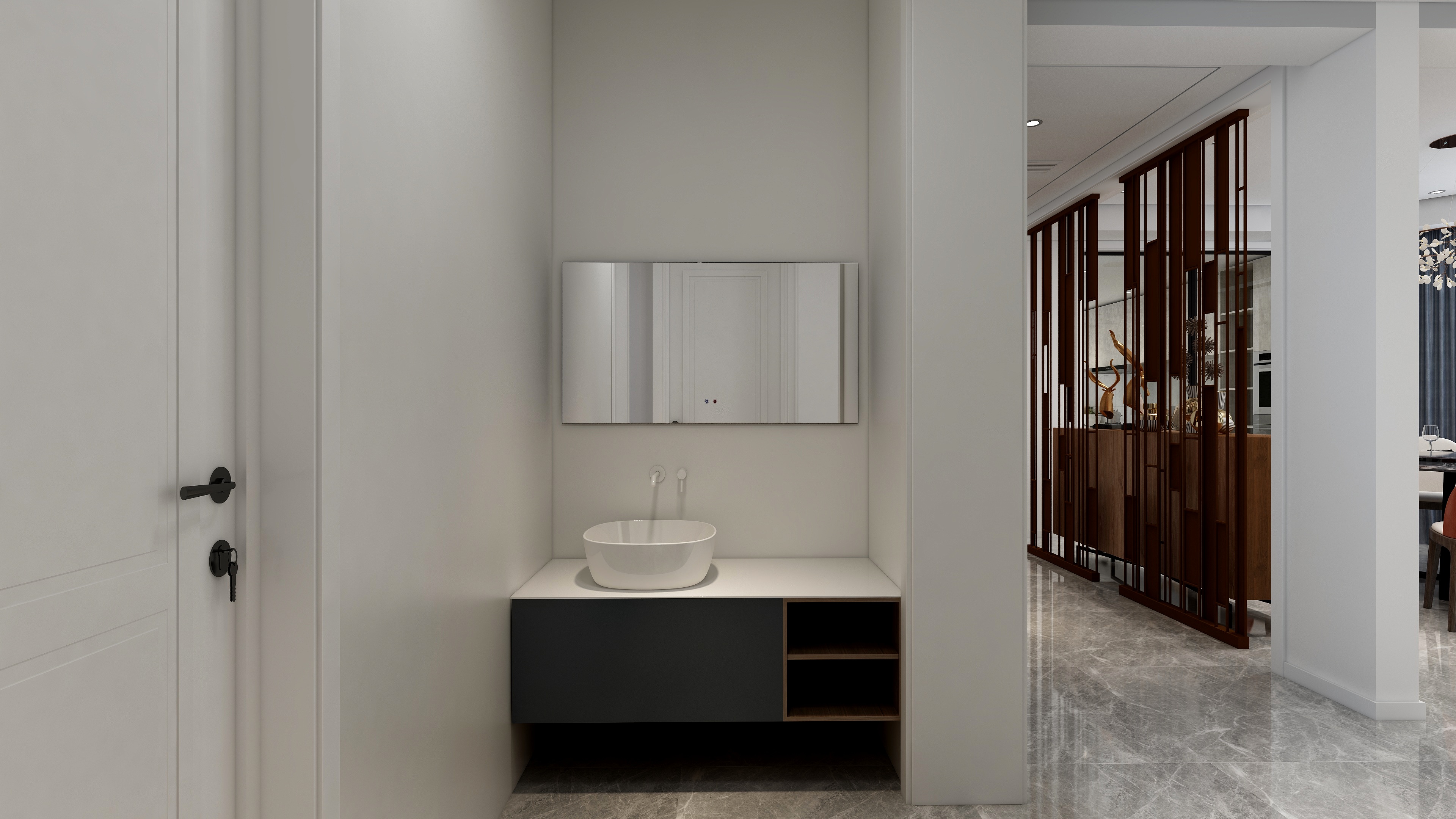 酷家乐优秀设计频道-148㎡现代极简别墅四居一层卫生间干区装修效果图第2张