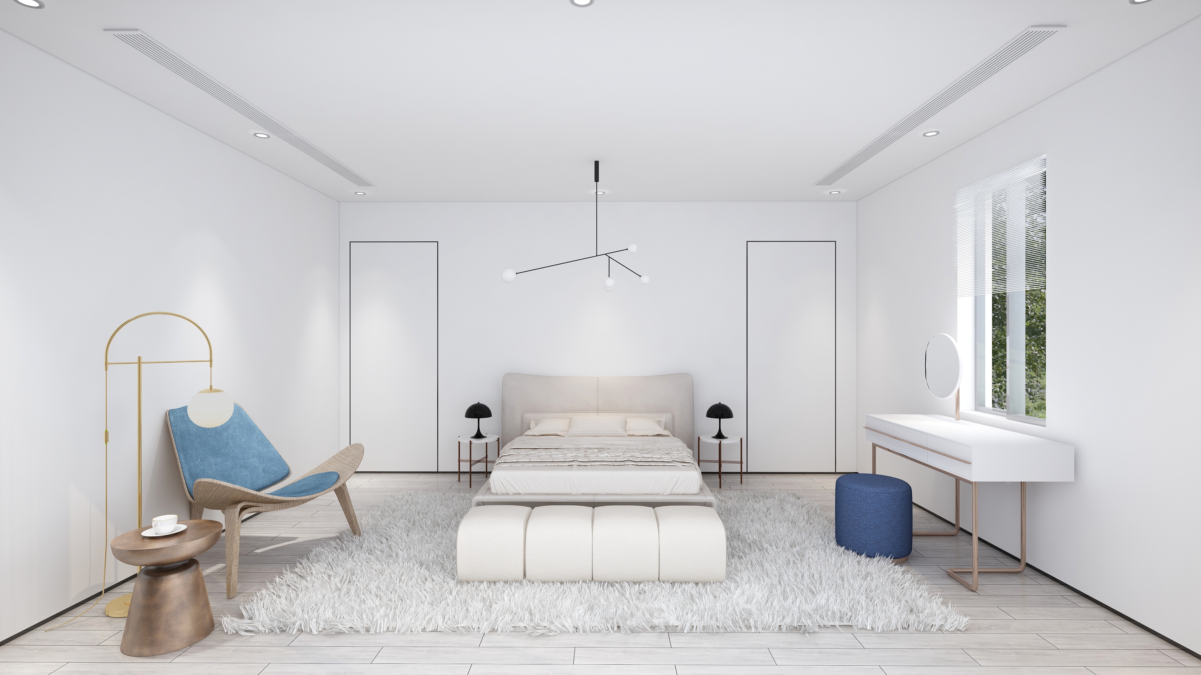 酷家乐优秀设计频道-148㎡现代极简别墅四居二层主卧装修效果图第1张