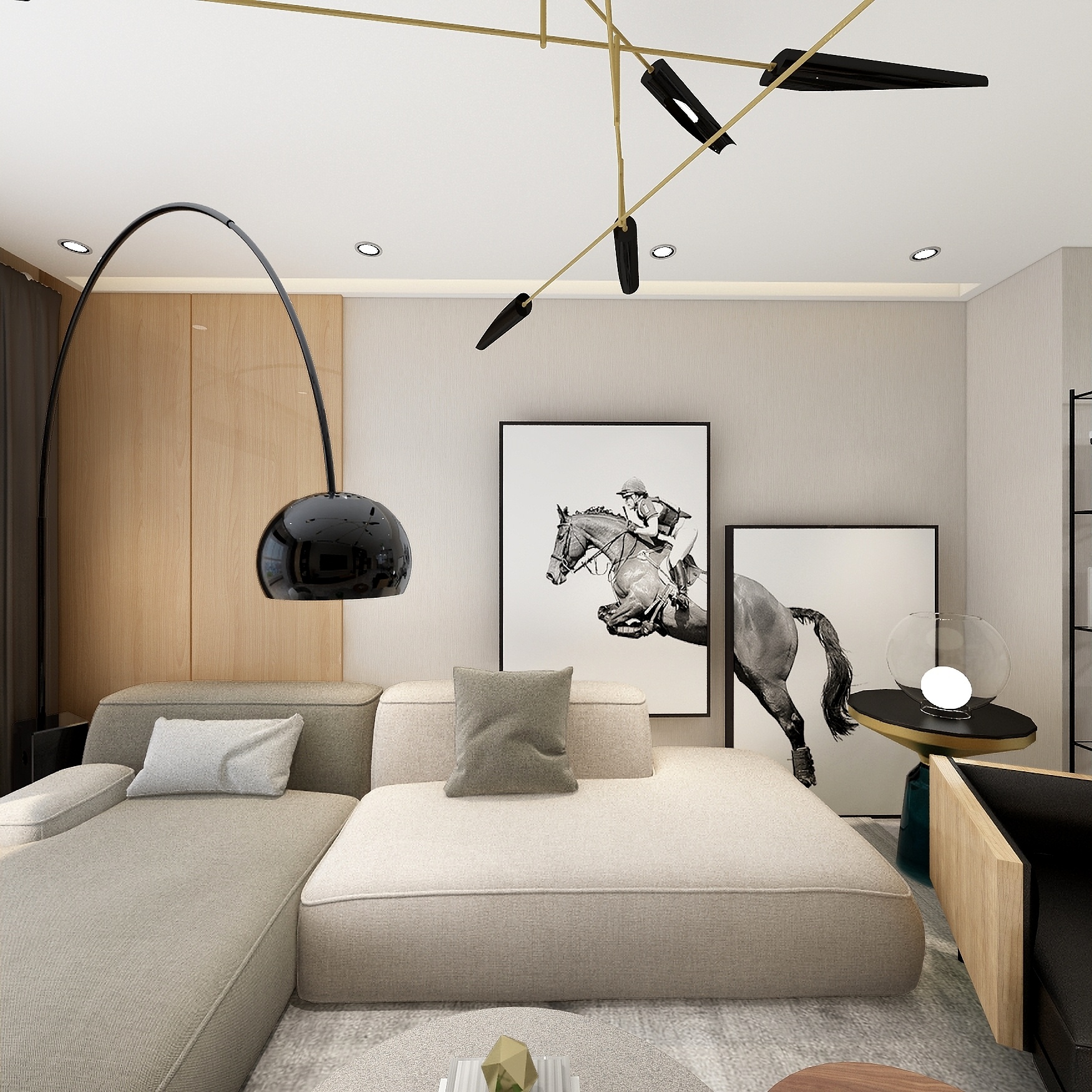 李青越-《三室现代简约-鼎一》一层客餐厅装修效果图第3张