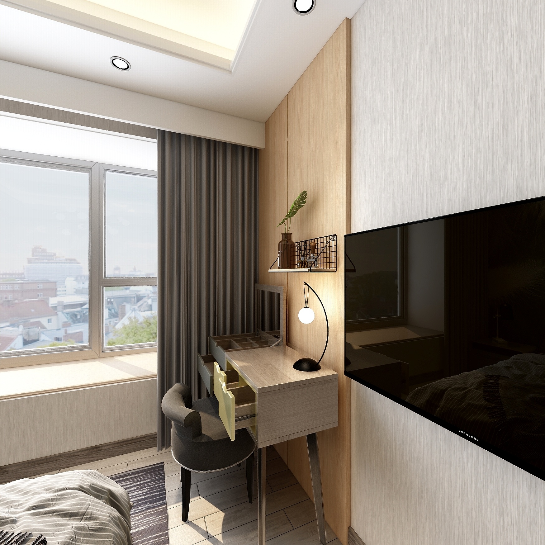 李青越-《三室现代简约-鼎一》一层主卧装修效果图第4张