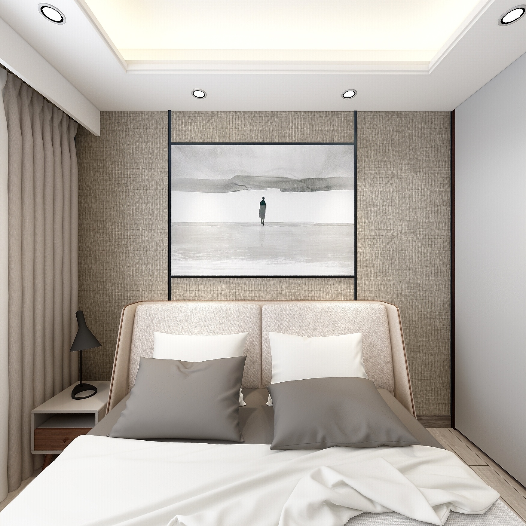 李青越-《三室现代简约-鼎一》一层次卧装修效果图第3张