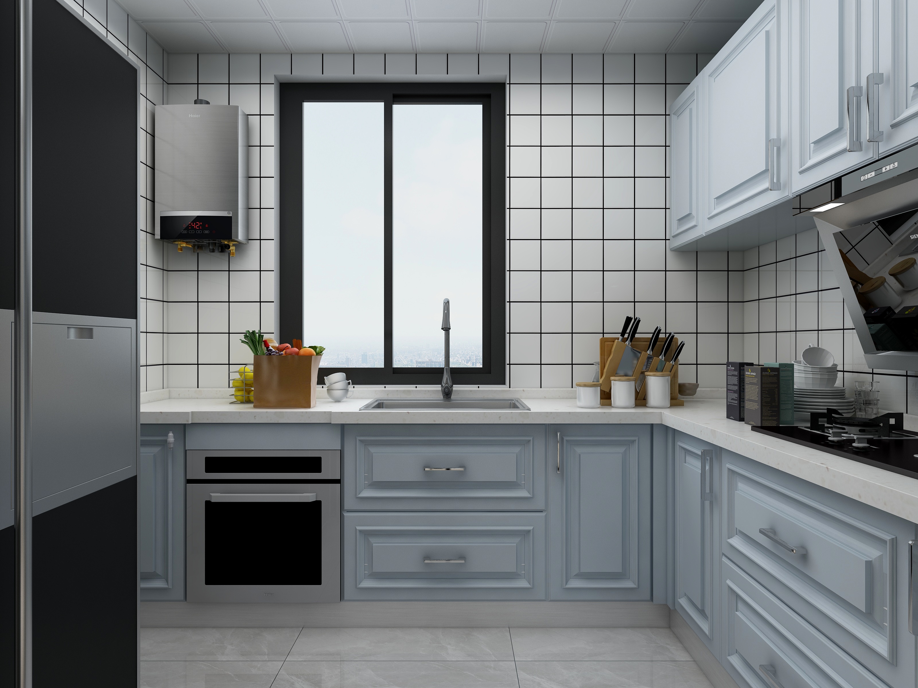 千彦空间设计-金泰尚城-风尚北欧一层厨房装修效果图第1张