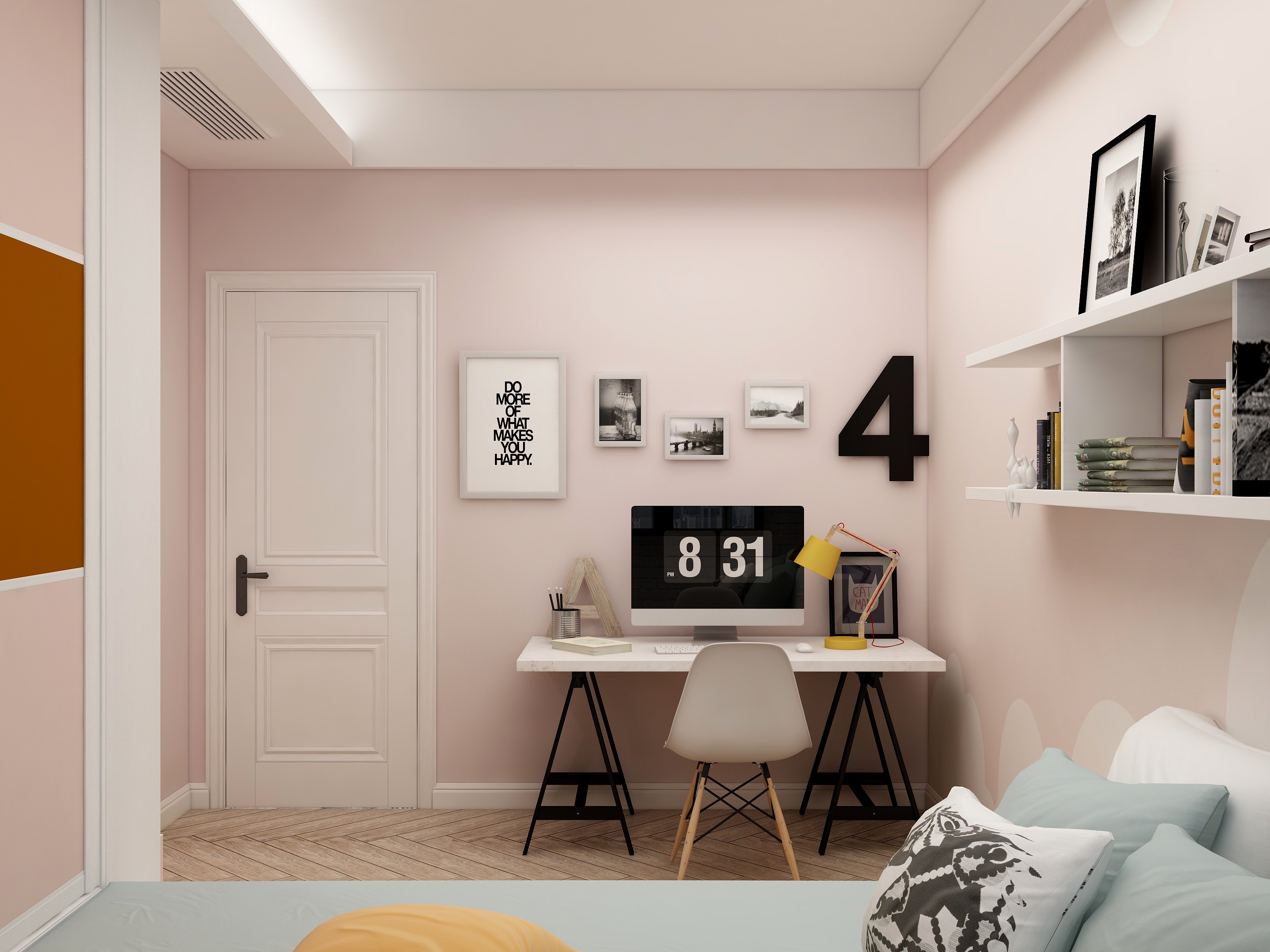 千彦空间设计-金泰尚城-风尚北欧一层次卧装修效果图第2张