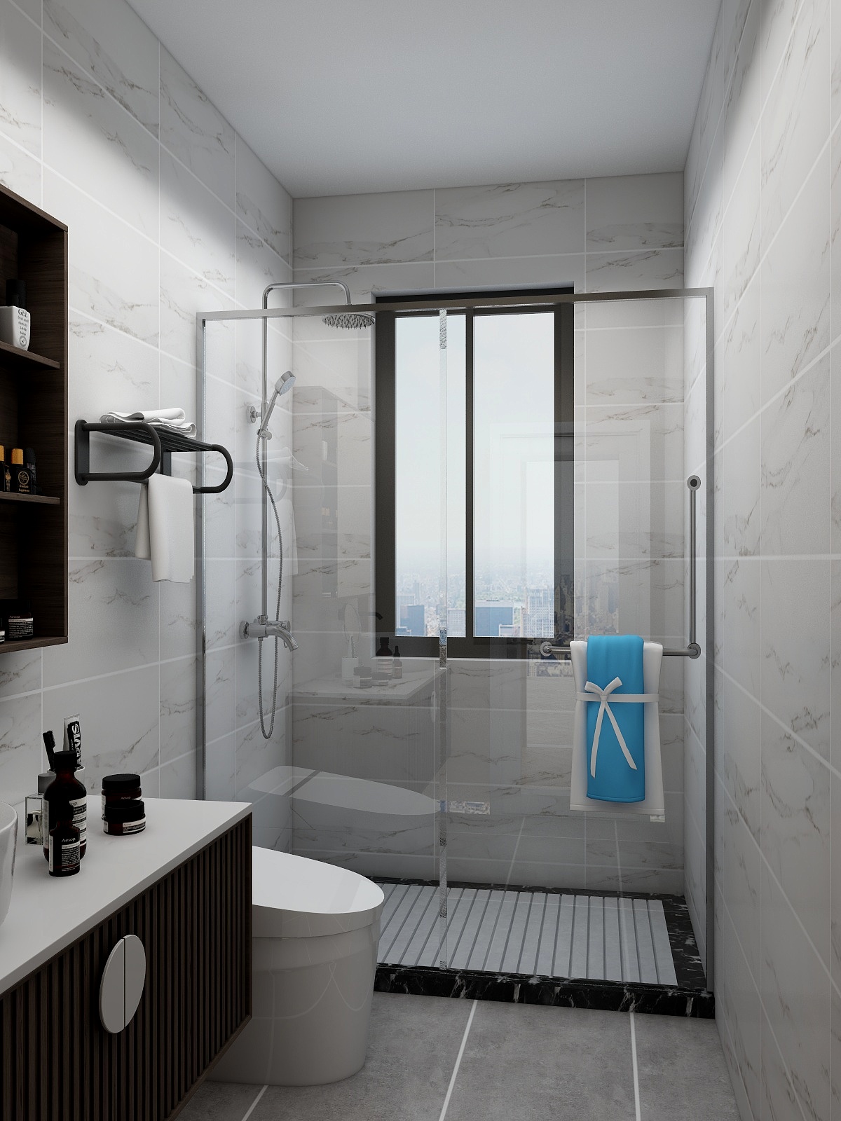 千彦空间设计-金泰尚城-风尚北欧一层卫生间装修效果图第1张