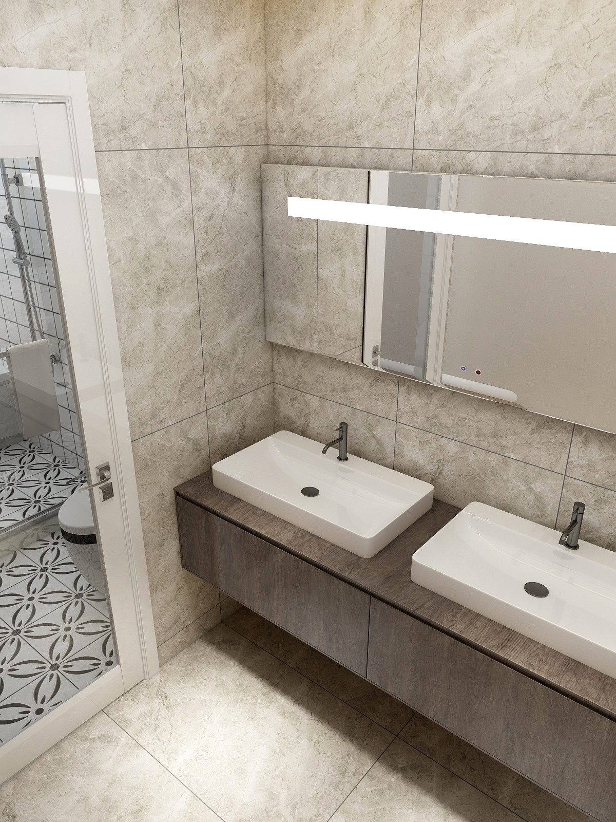 千彦空间设计-金泰尚城-风尚北欧一层洗漱区装修效果图第2张