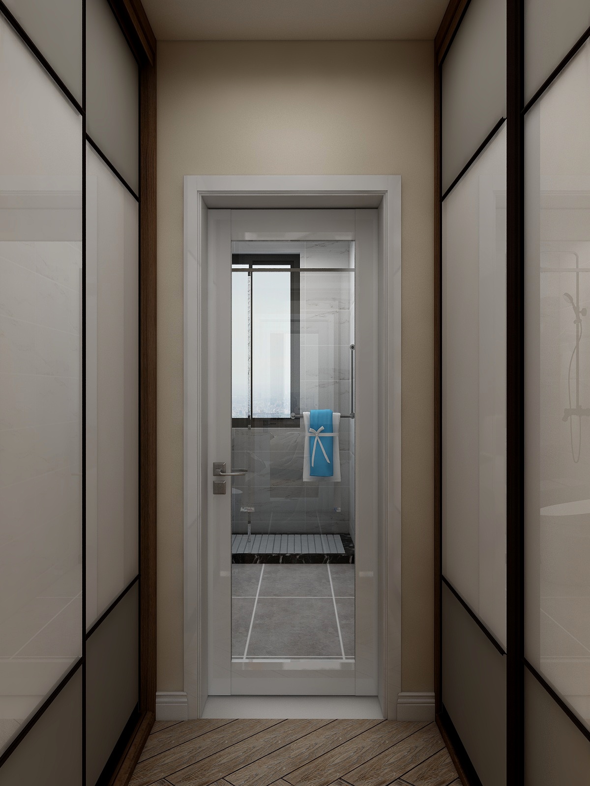 千彦空间设计-金泰尚城-风尚北欧一层步入式衣柜装修效果图第2张