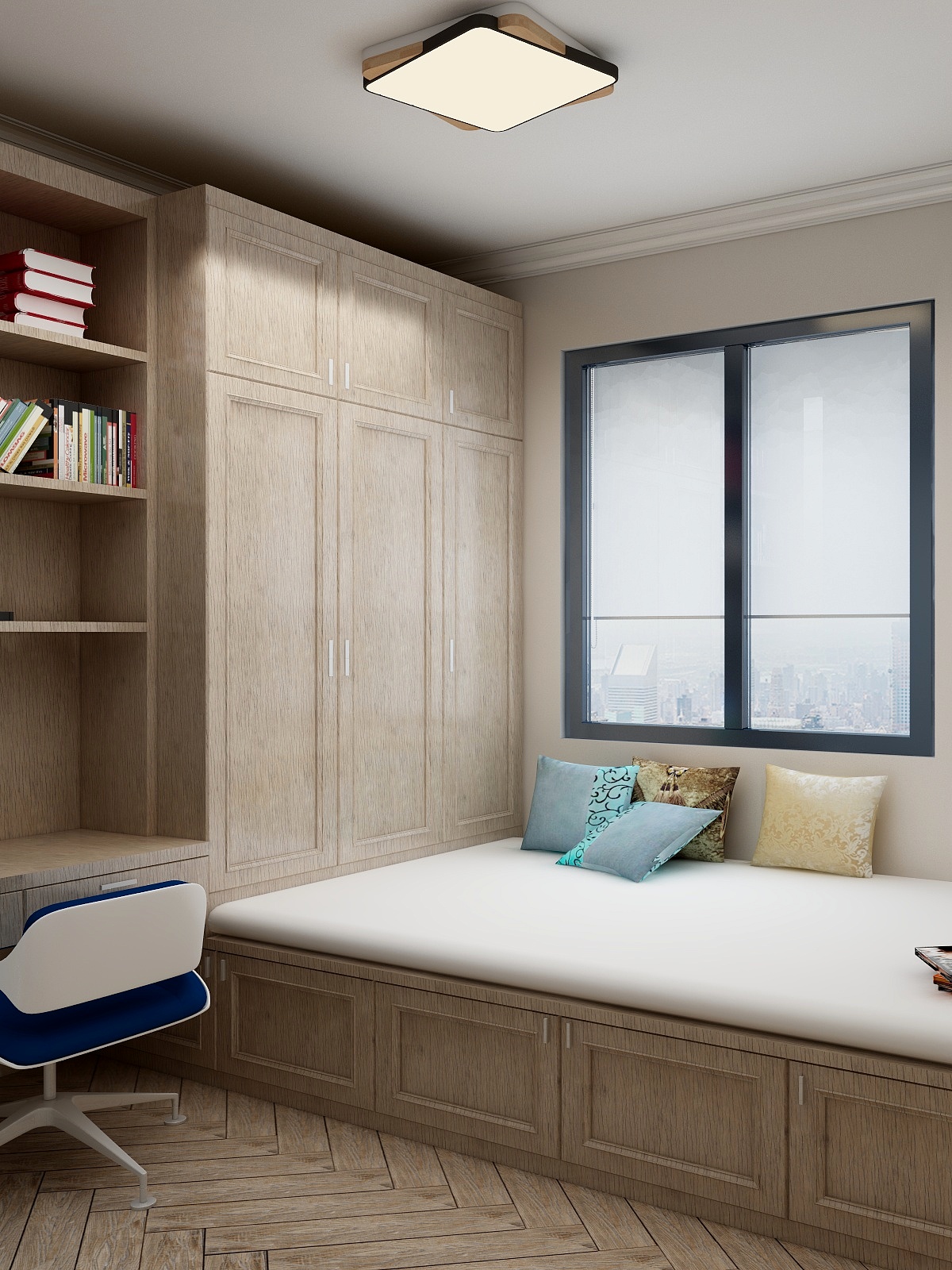 千彦空间设计-金泰尚城-风尚北欧一层书房装修效果图第2张