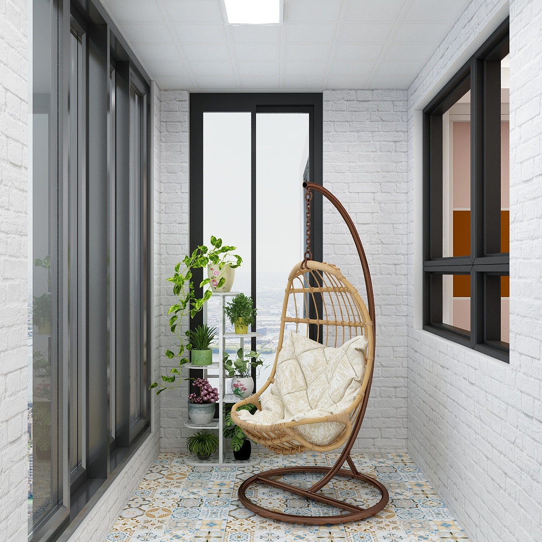 千彦空间设计-金泰尚城-风尚北欧一层阳台装修效果图第2张