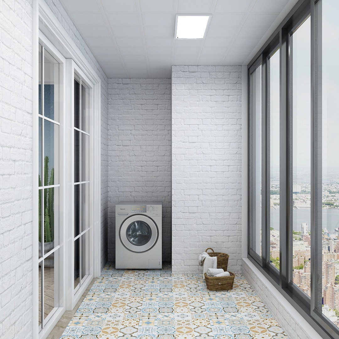 千彦空间设计-金泰尚城-风尚北欧一层阳台装修效果图第1张