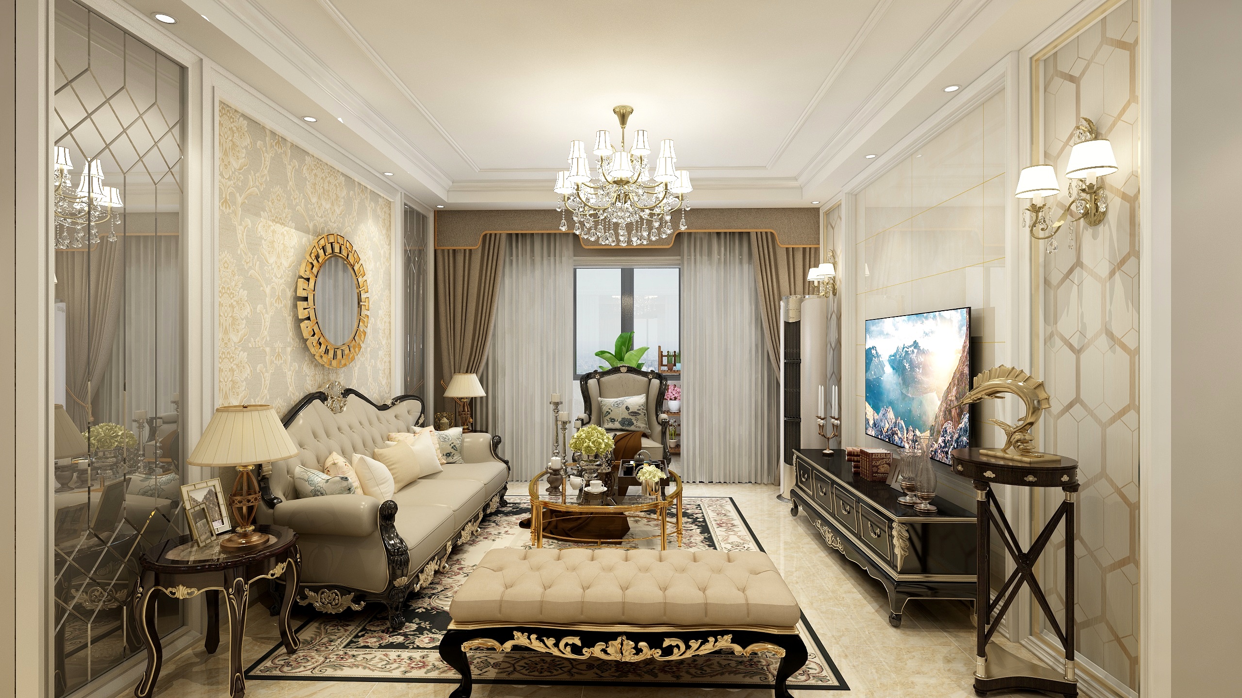 DMS设计-138方欧式三居装修效果图