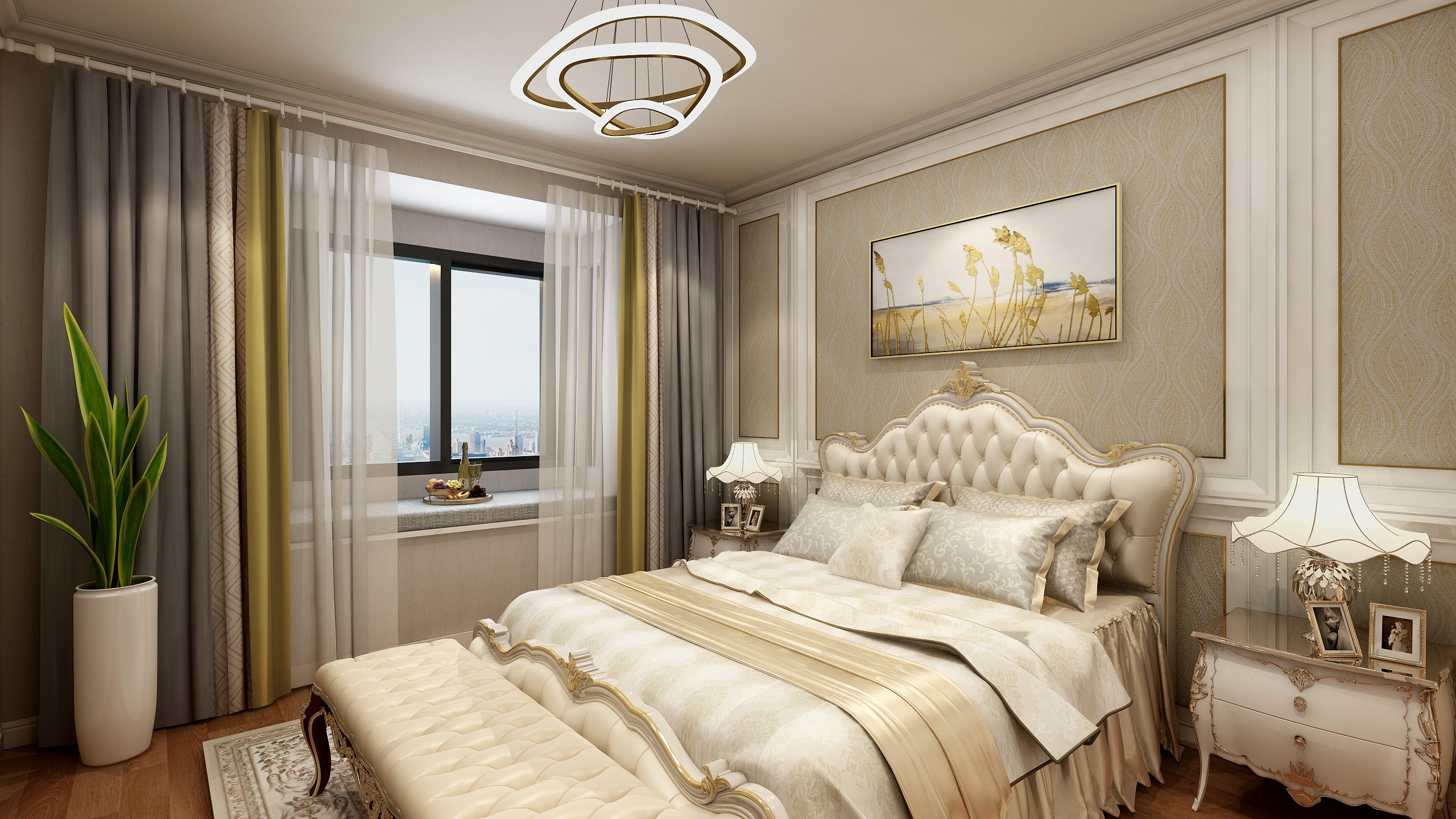 DMS设计-138方欧式三居一层主卧装修效果图第2张