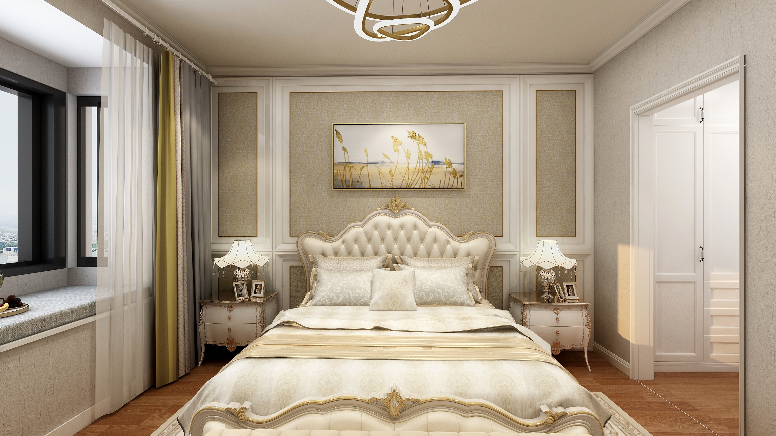 DMS设计-138方欧式三居一层主卧装修效果图第1张