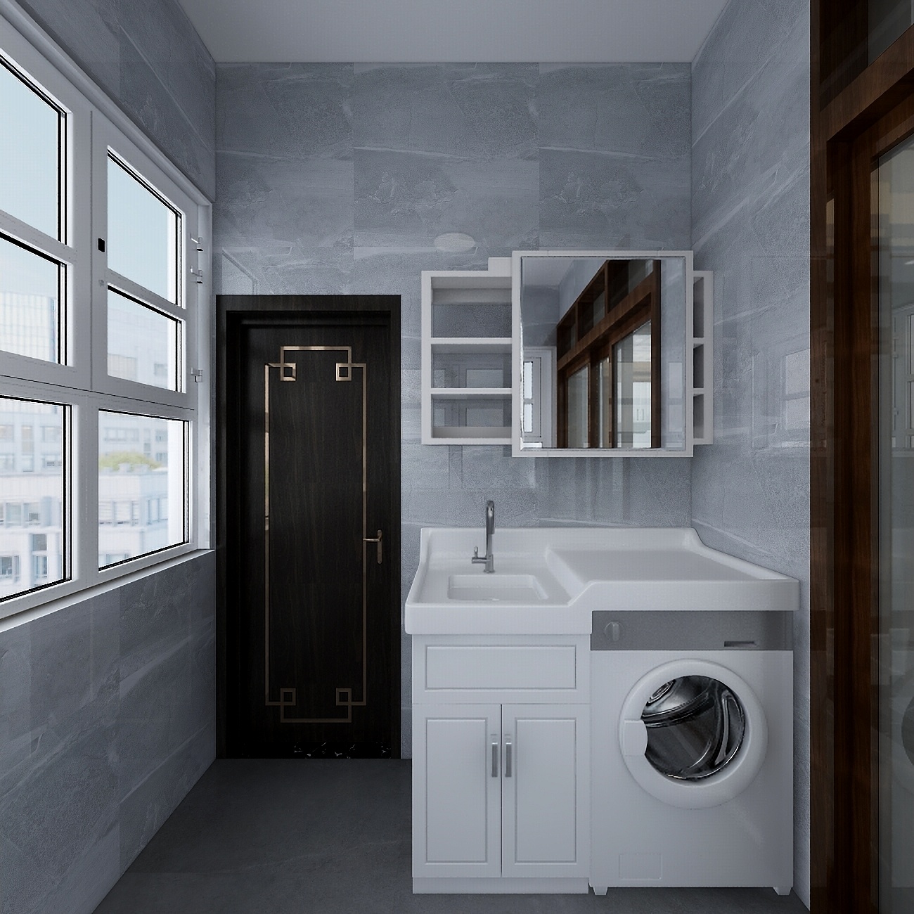 设计道也梁普荣-《新中式西门》一层阳台装修效果图第2张