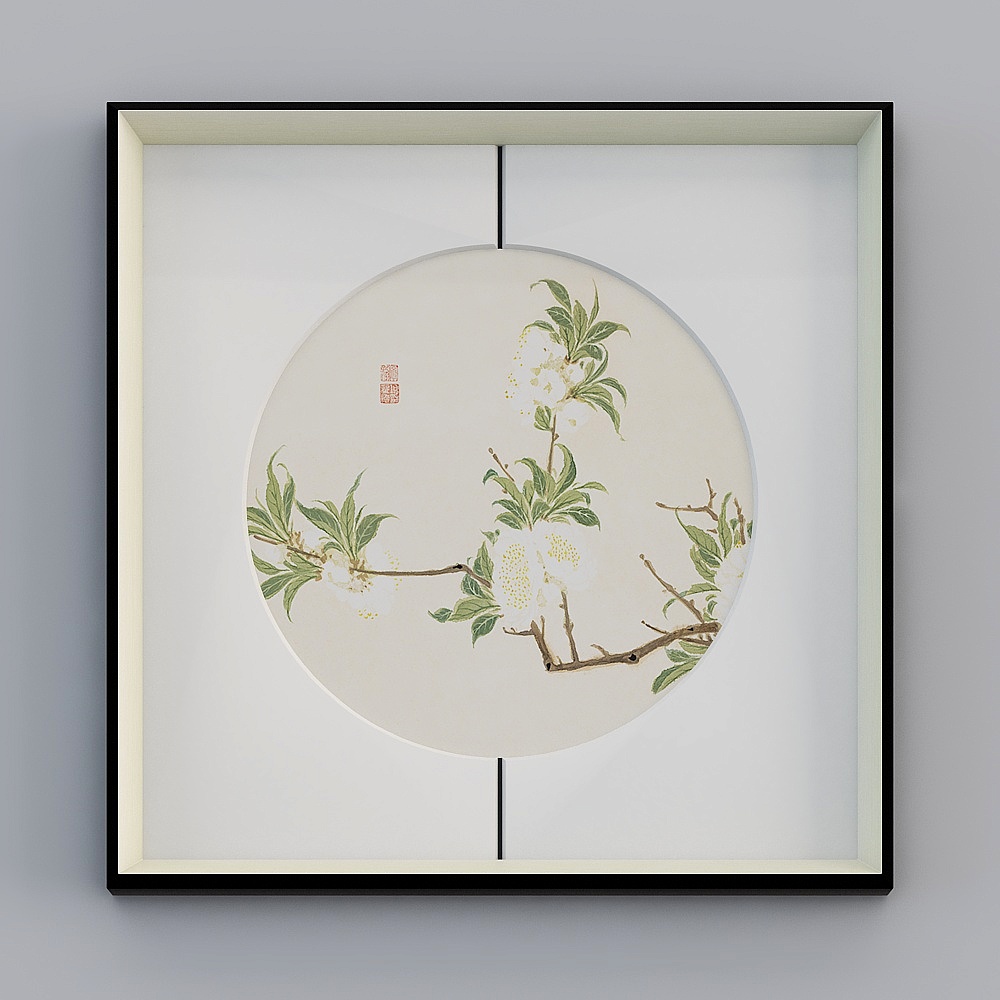 百特好中缝卡纸画单联玄关客厅银黑色65x65cm工笔花鸟bwclz-yf-bpp-3