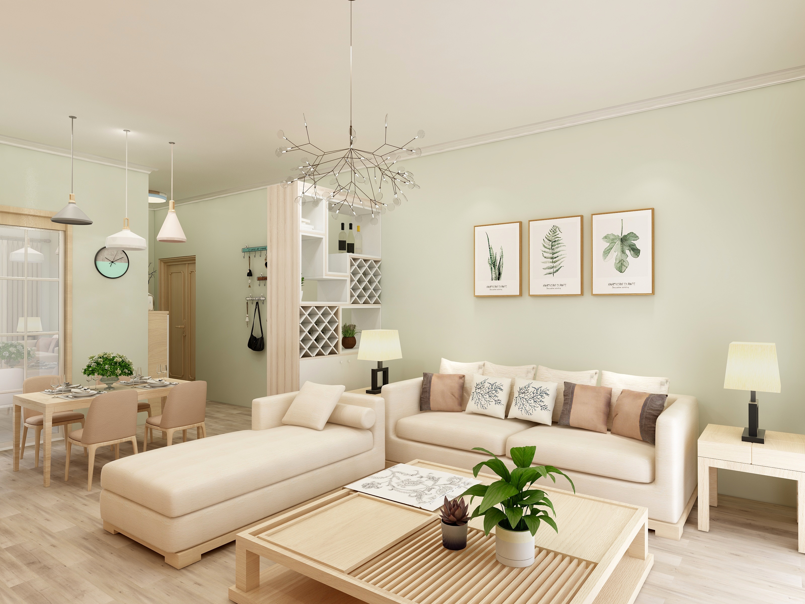 吴长龙-粉绿北欧风-装修设计方案