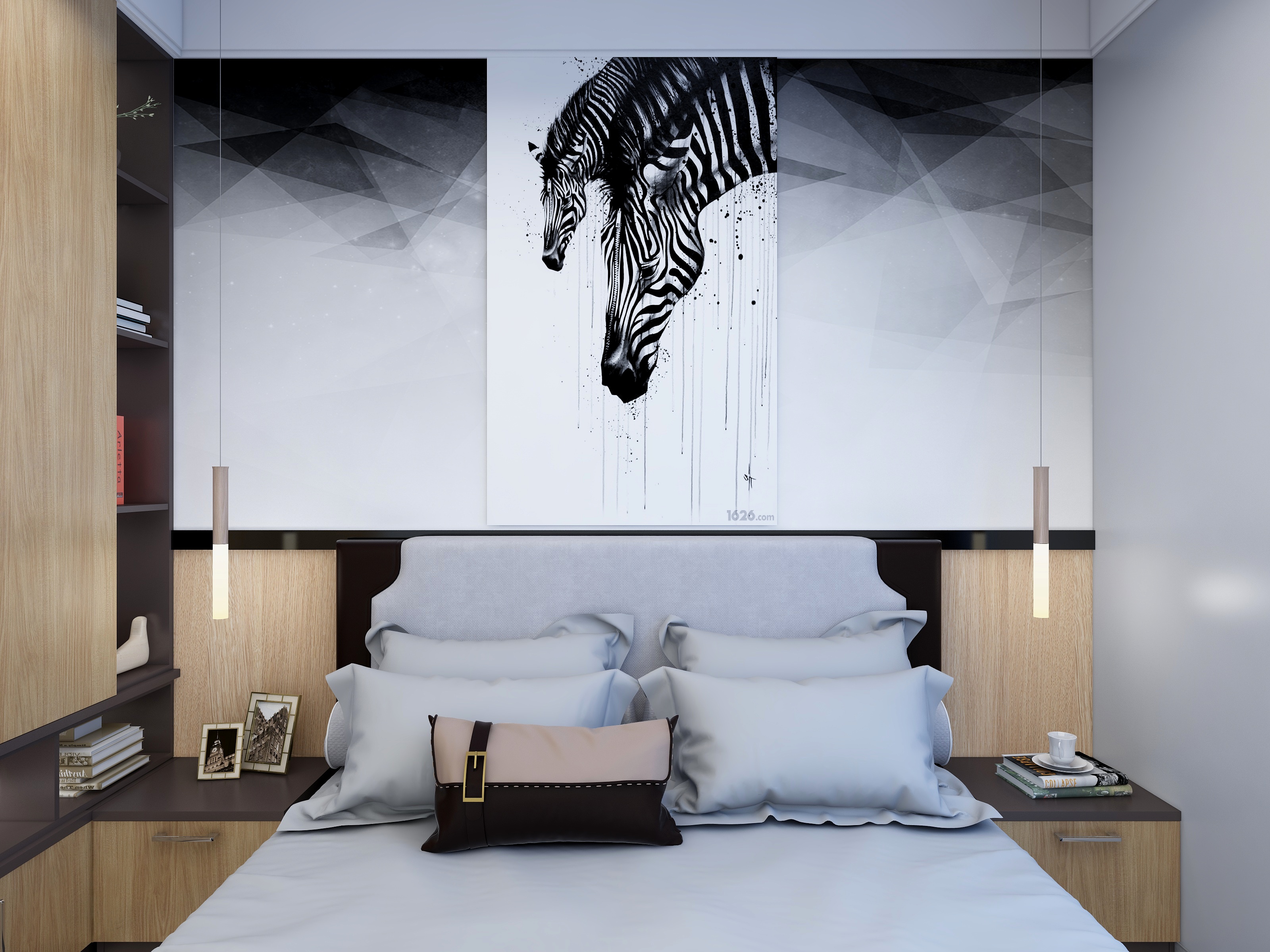 梅鹏-113方现代三居一层主卧装修效果图第3张