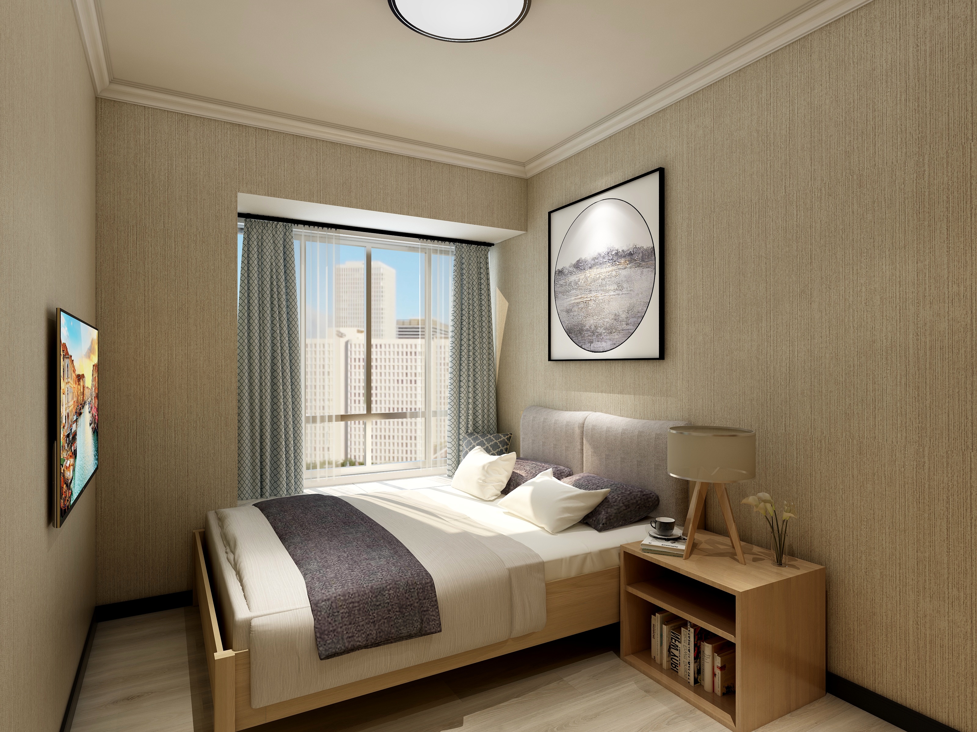 雷来广-《港湾》--舒适现代大三居一层次卧装修效果图第1张