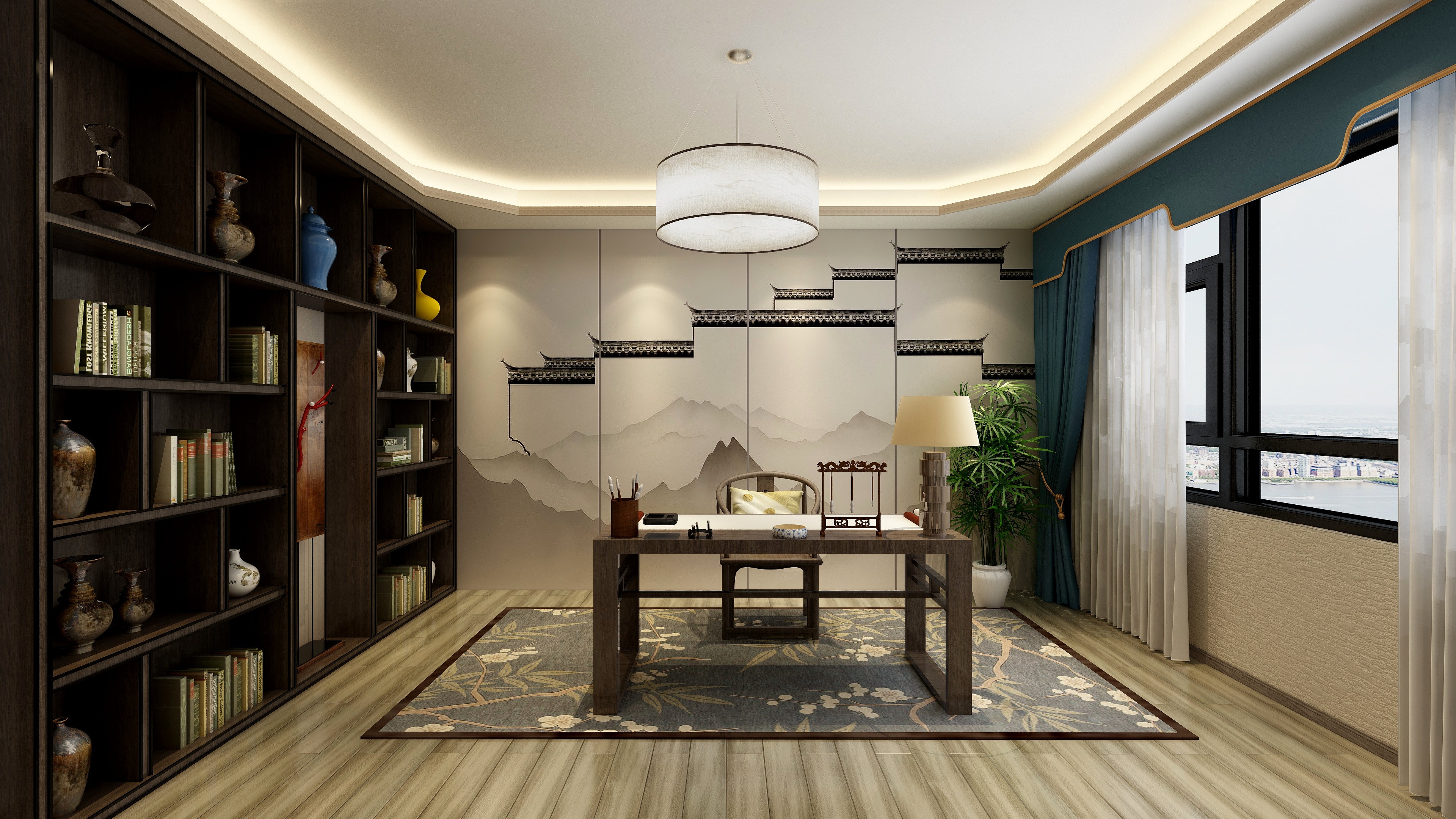 兰舍总部设计中心佘晓东-新中式别墅装修效果图