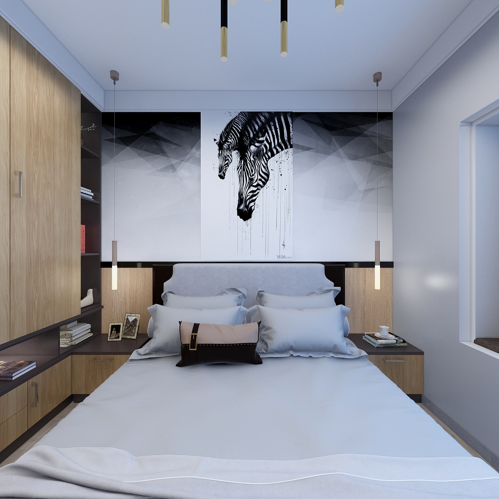 梅鹏-113方现代三居一层主卧装修效果图第5张