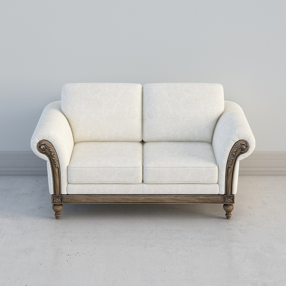 AC9101美式传统二人休闲沙发(深灰色)3D模型