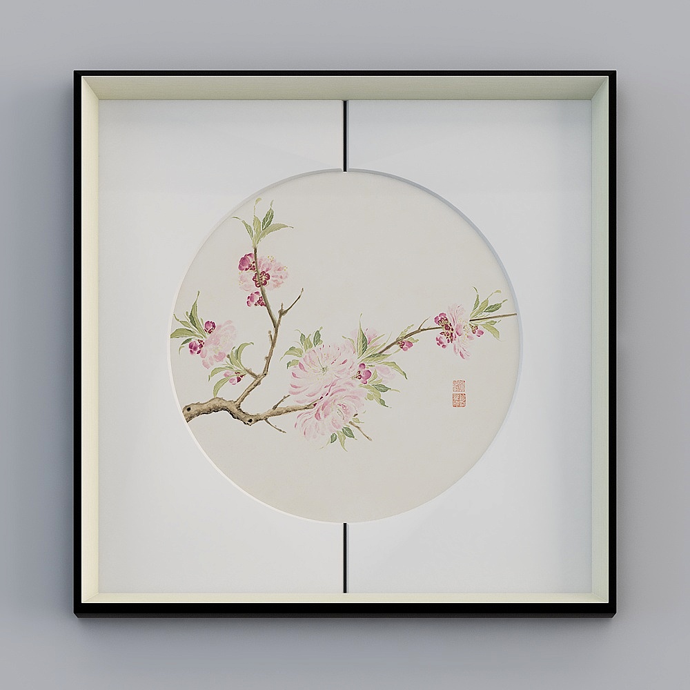 百特好中缝卡纸画单联玄关客厅银黑色65x65cm工笔花鸟bwclz-yf-bpp-3