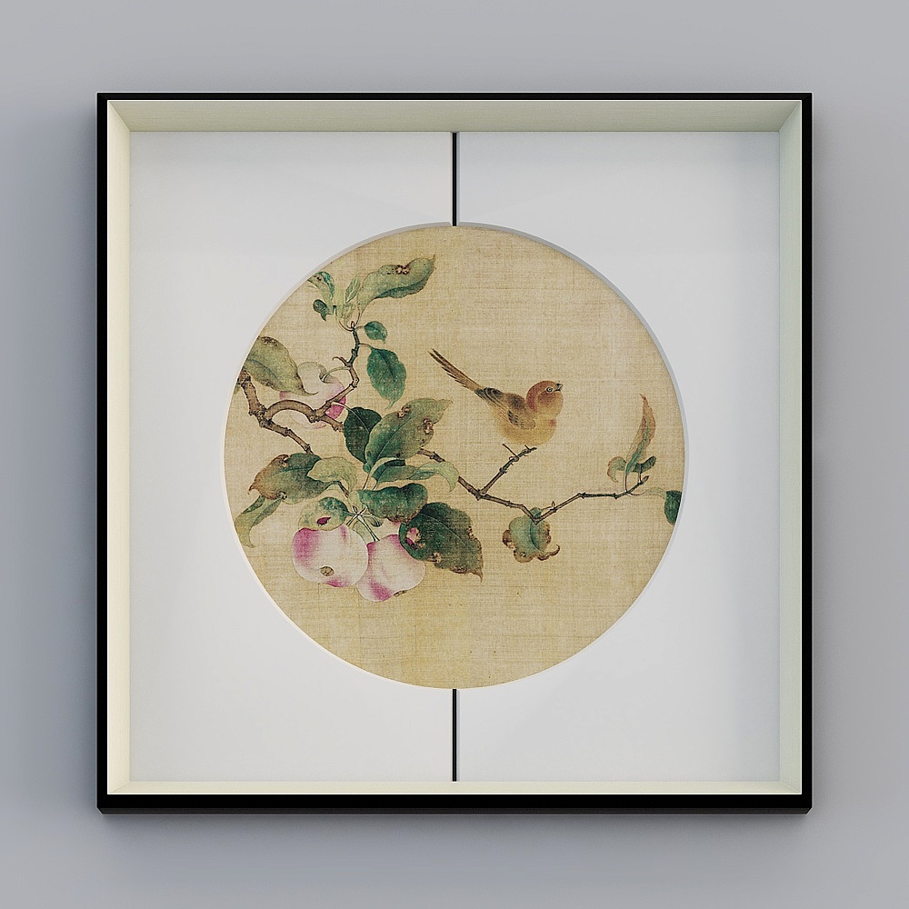 百特好中缝卡纸画单联玄关客厅银黑色65x65cm工笔花鸟bwclz-yf-bpp-3