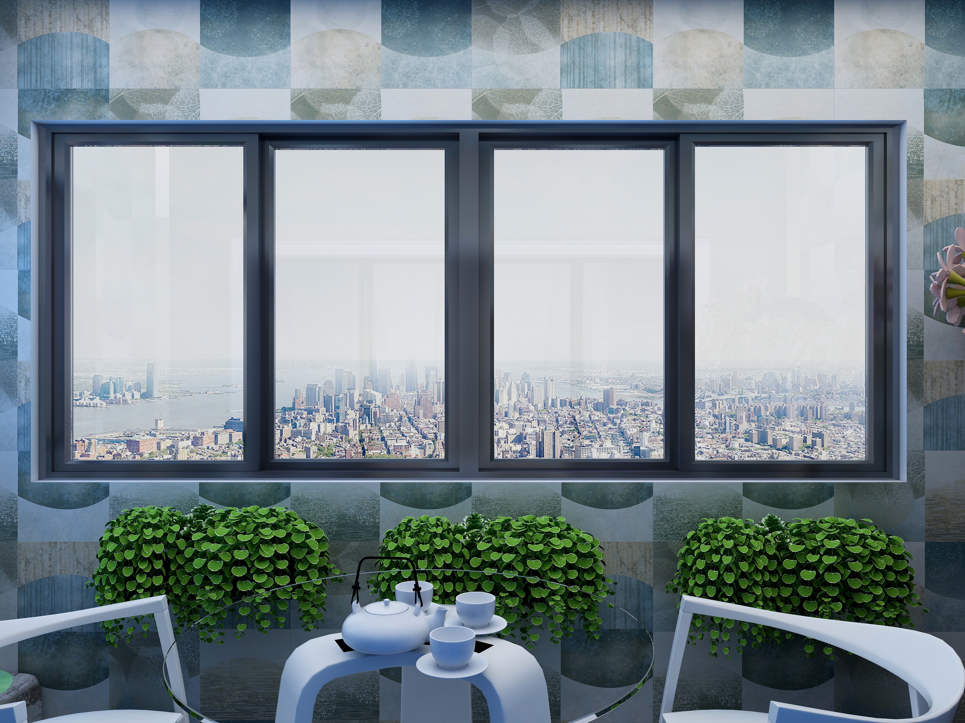 梅鹏-113方现代三居一层阳台装修效果图第2张