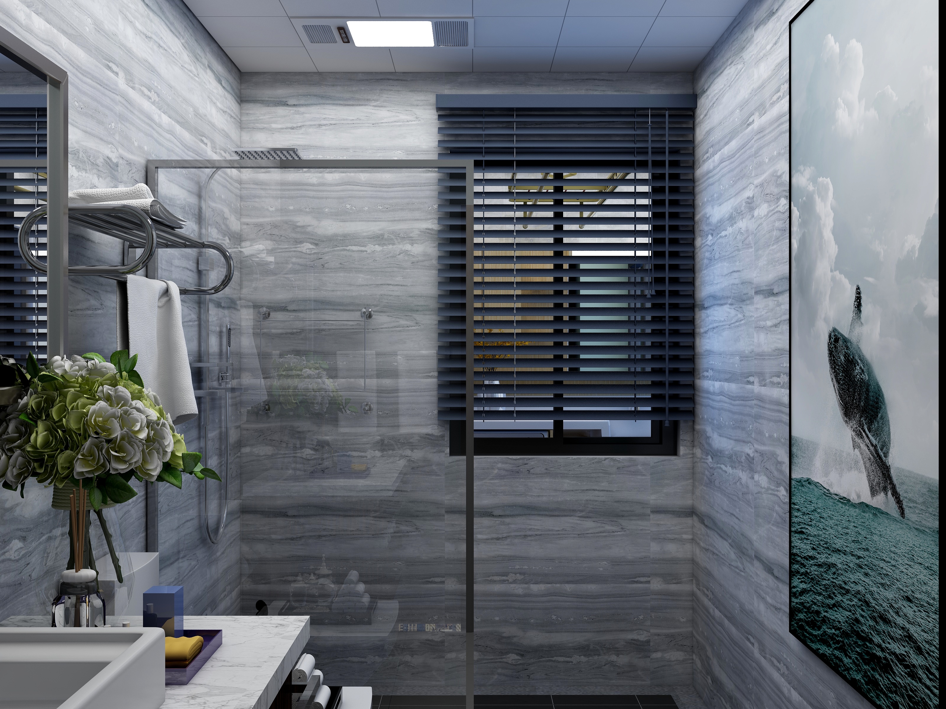 梅鹏-113方现代三居一层公卫装修效果图第1张