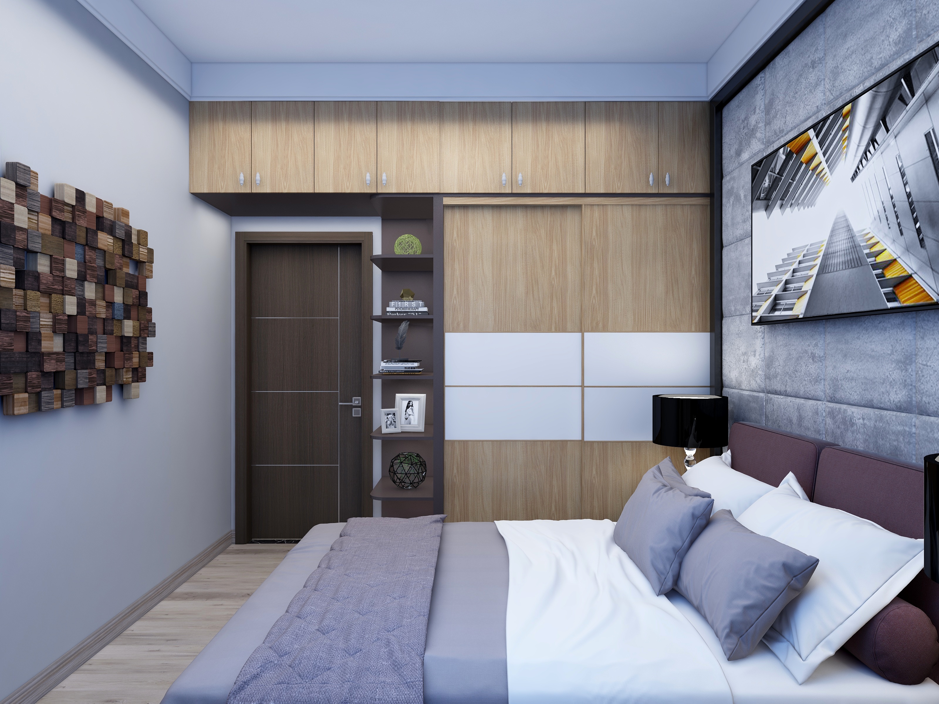 梅鹏-113方现代三居一层次卧装修效果图第1张