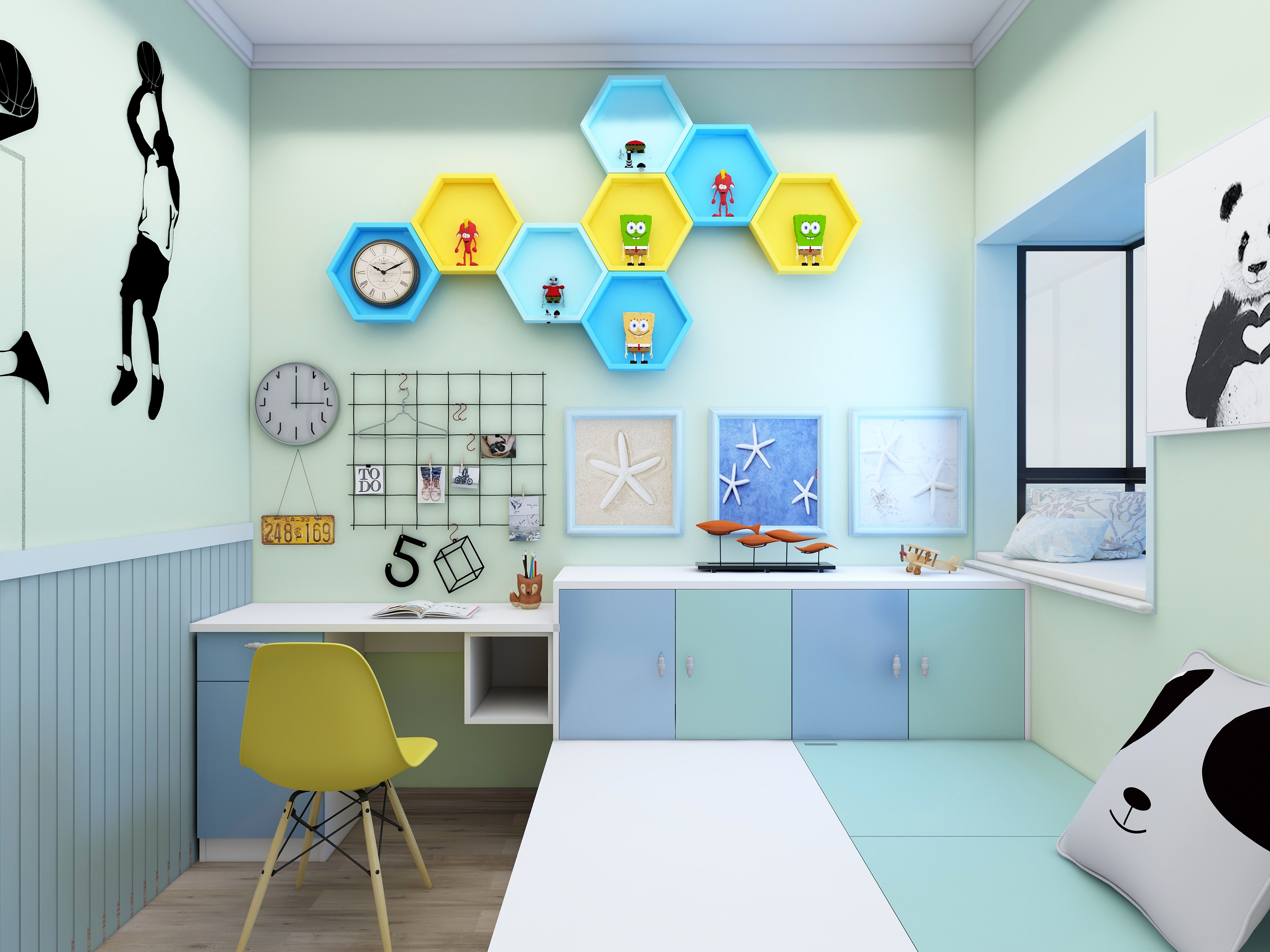 梅鹏-113方现代三居一层儿童房装修效果图第4张