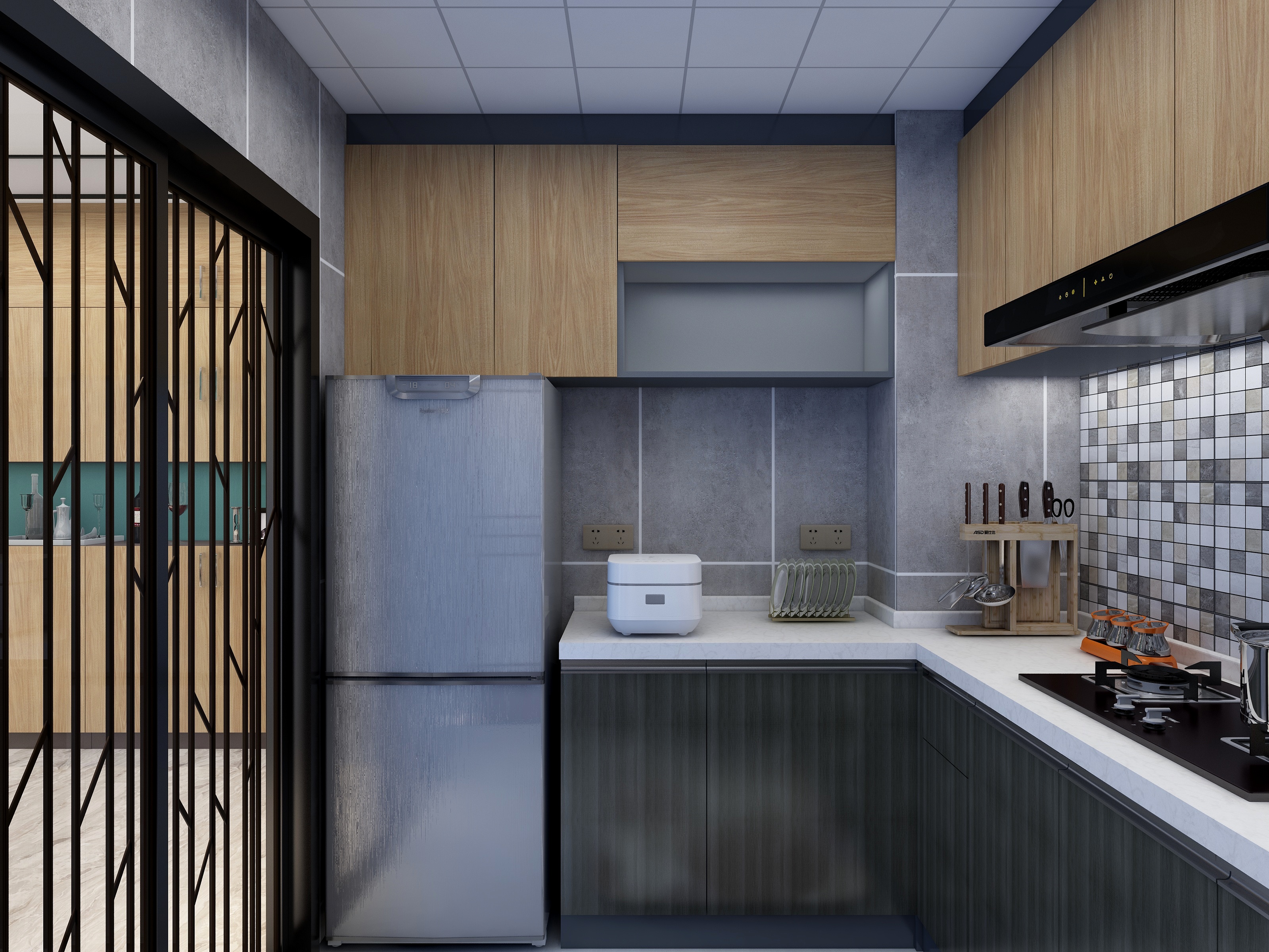 梅鹏-113方现代三居一层厨房装修效果图第2张