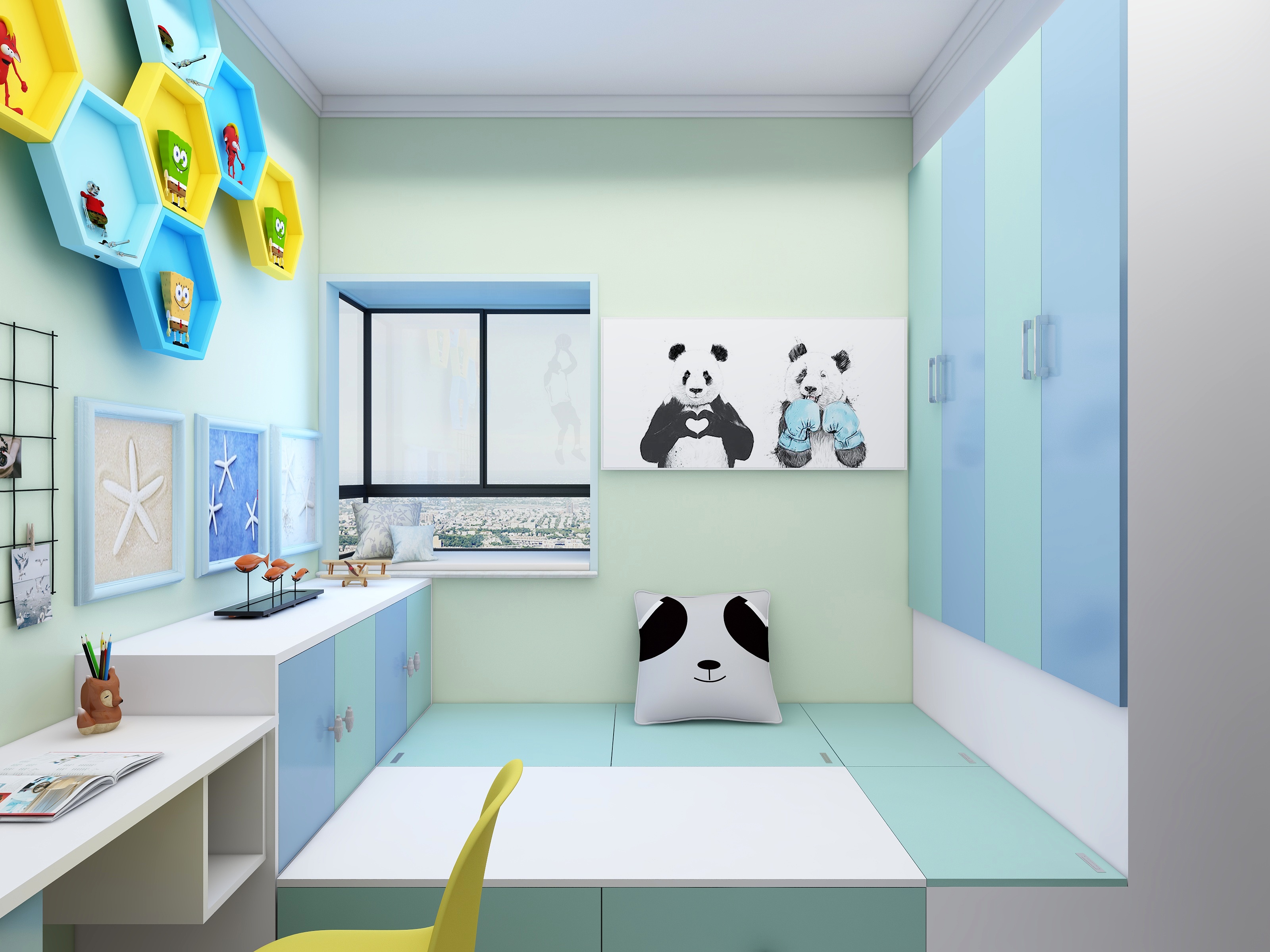 梅鹏-113方现代三居一层儿童房装修效果图第3张