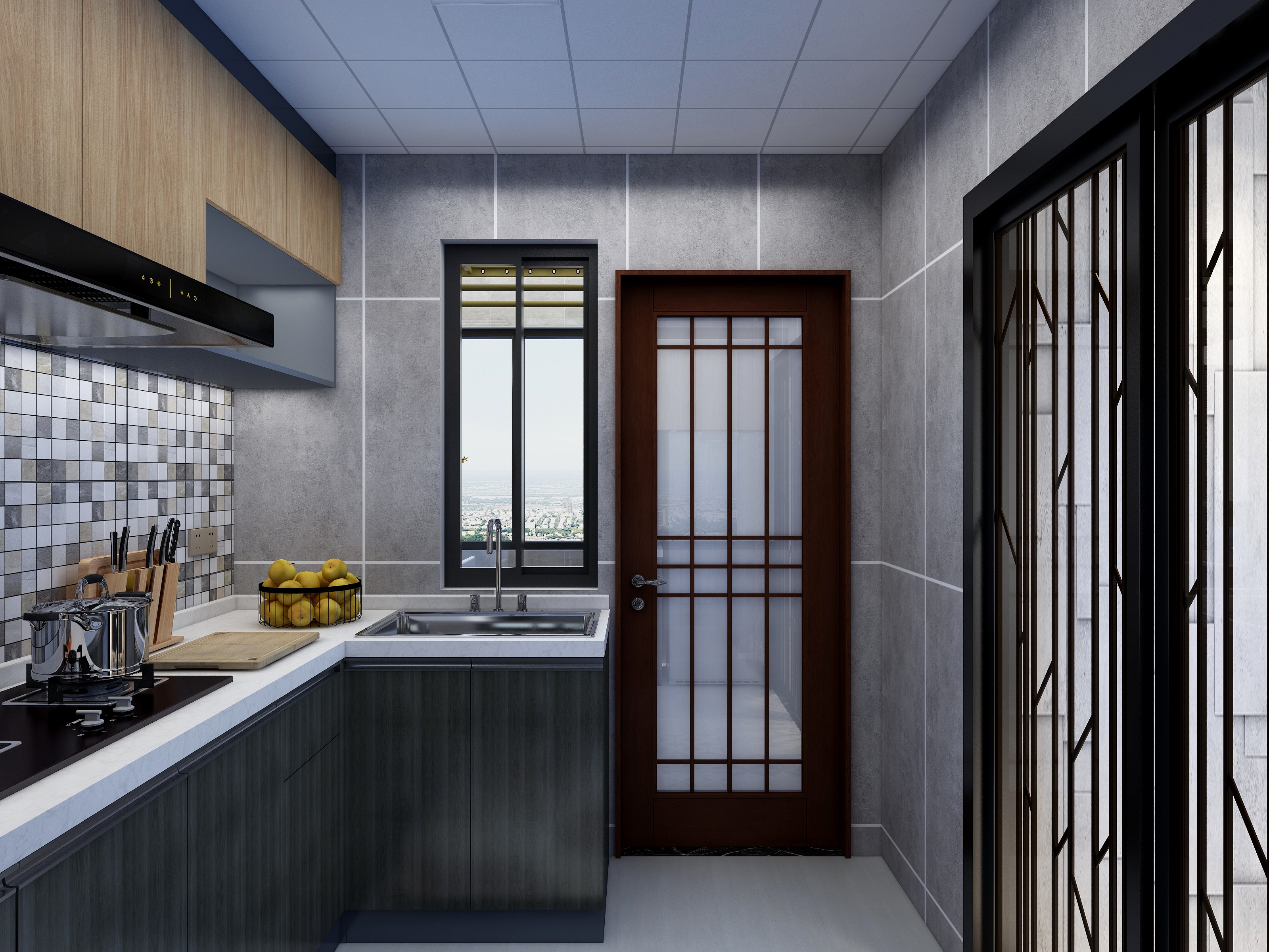 梅鹏-113方现代三居一层厨房装修效果图第1张