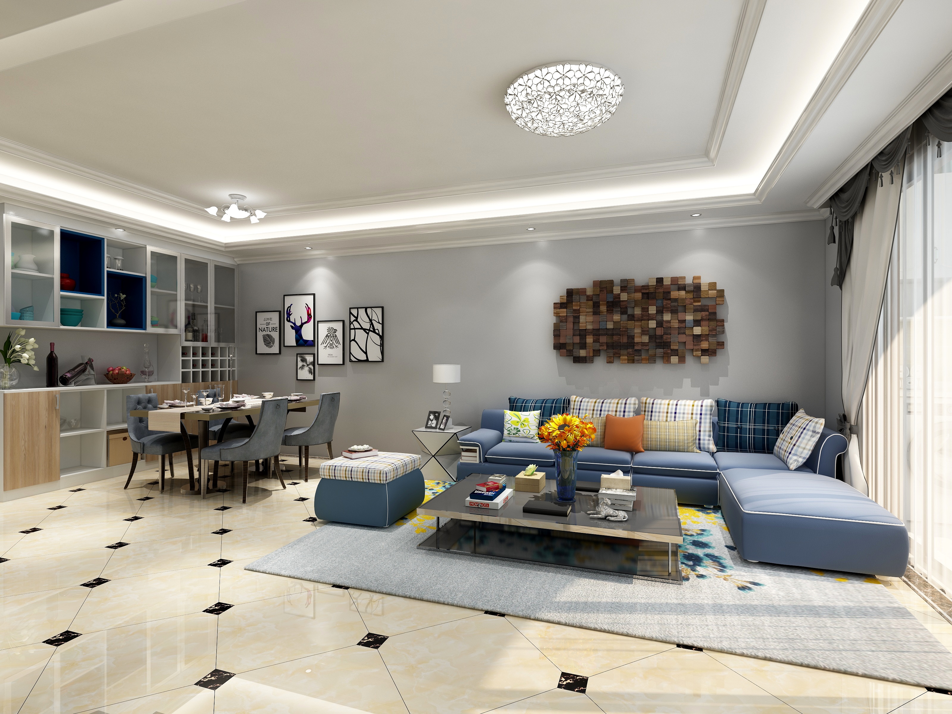 雷来广-《港湾》--舒适现代大三居一层客厅装修效果图第1张