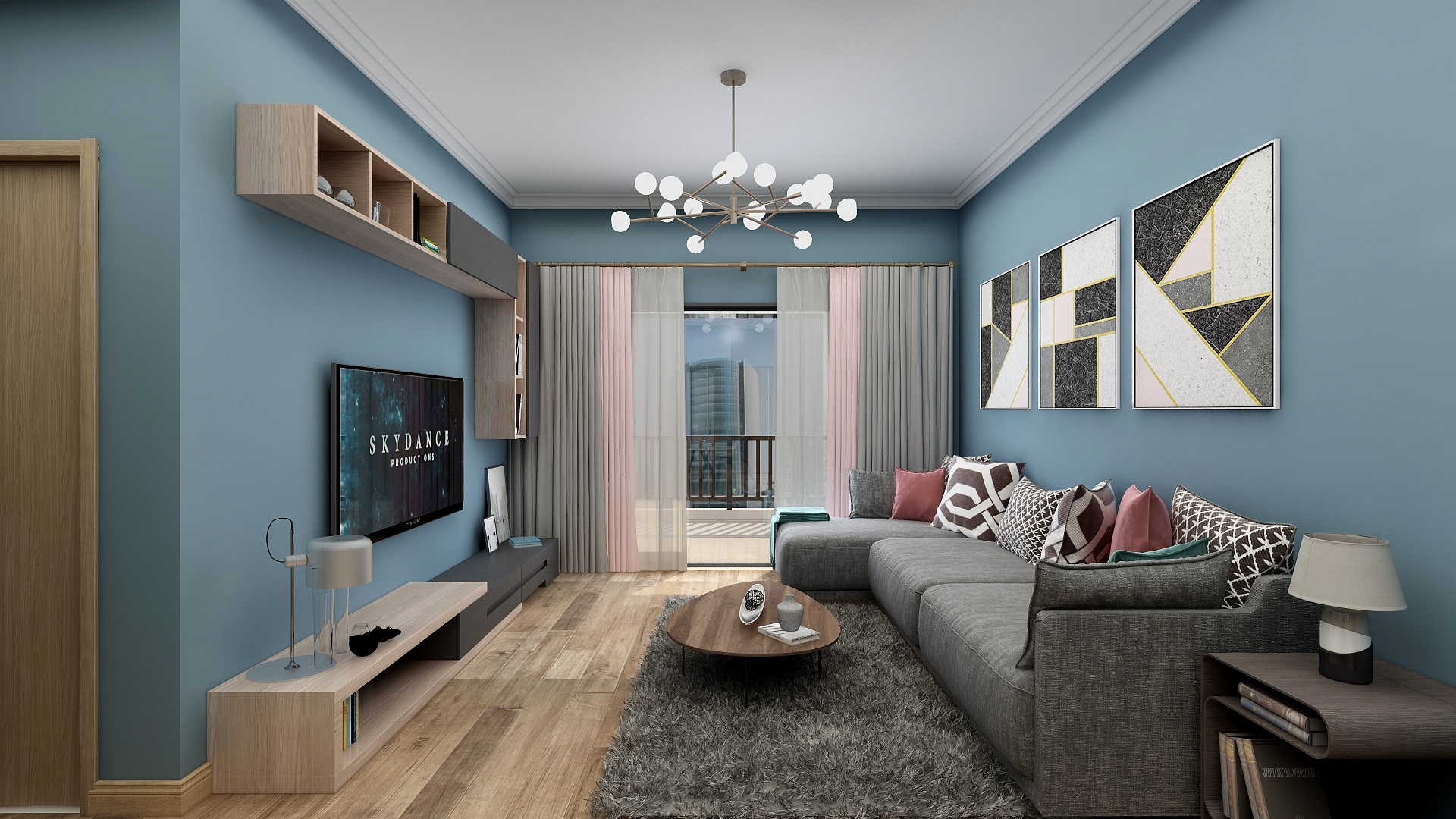 灰色极简-长岛800里香江89.86㎡20#03户型3室2厅1卫1厨-装修设计方案