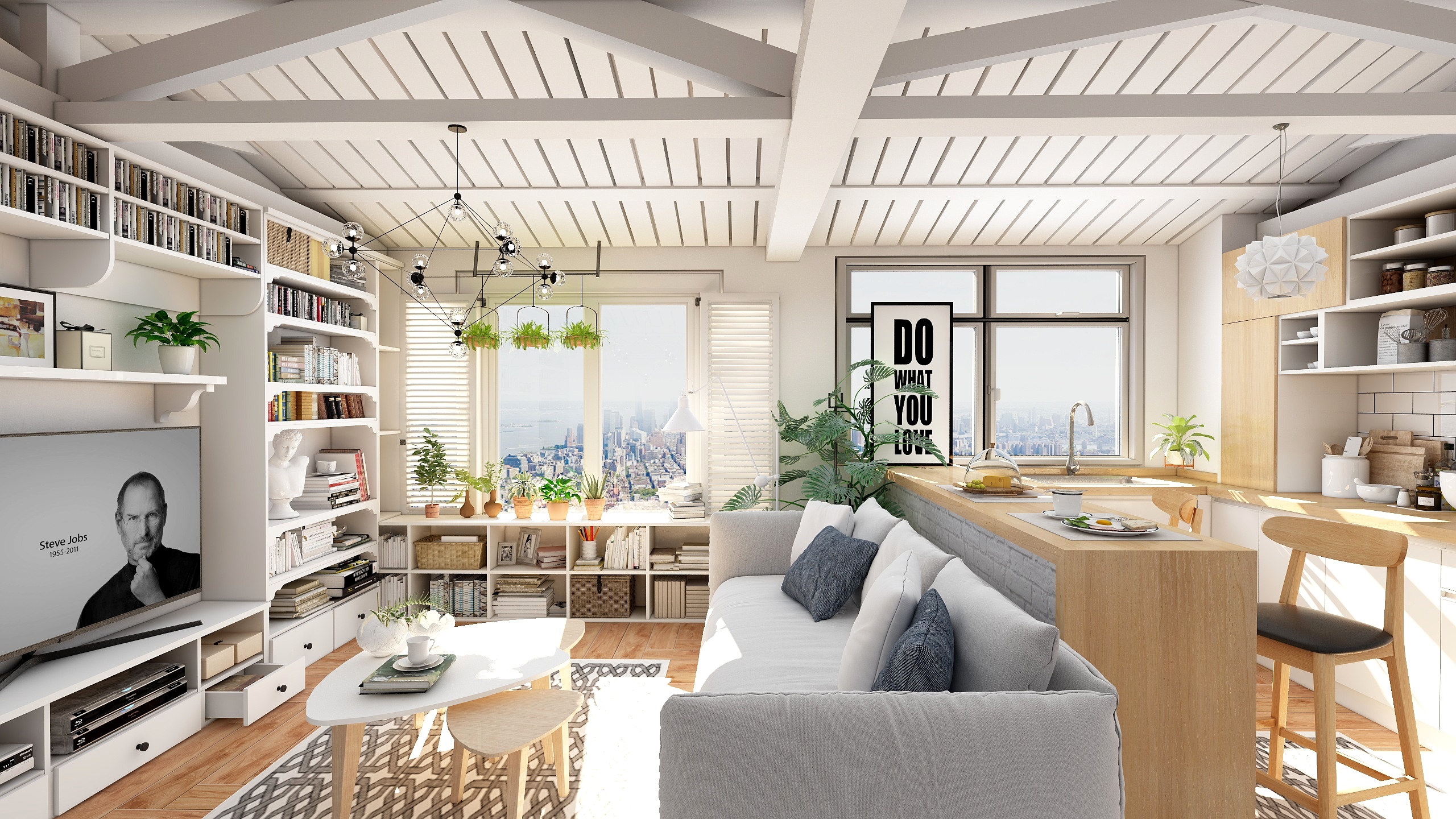 筱心阳一樂-66方北欧一居装修效果图