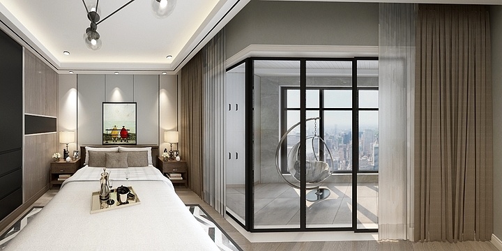 稻城wltH-鹭岛后现代二层全景卧室-装修设计方案