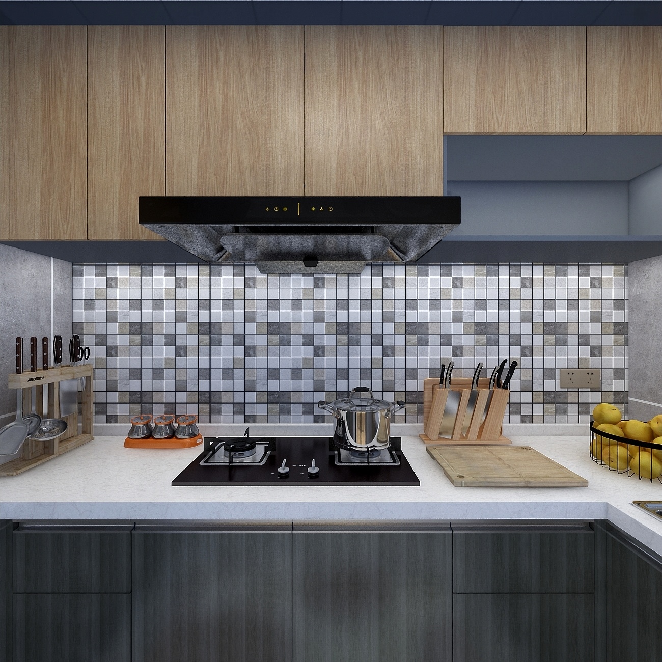 梅鹏-113方现代三居一层厨房装修效果图第4张