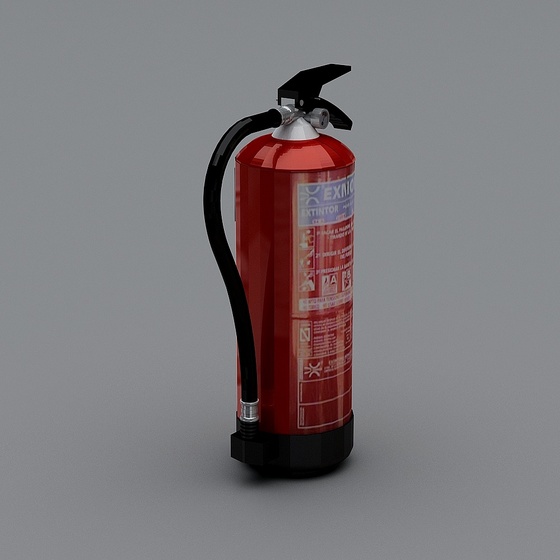 Black Fire Extinguisher 3D Model for Office Safety