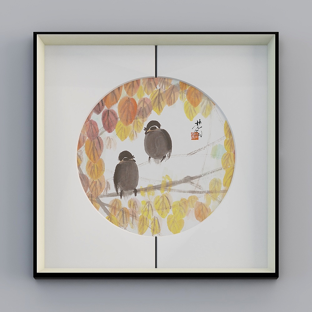 百特好中缝卡纸画单联玄关银黑色65x65cm色彩风景 bwrgz-yf-bpp-33D模型