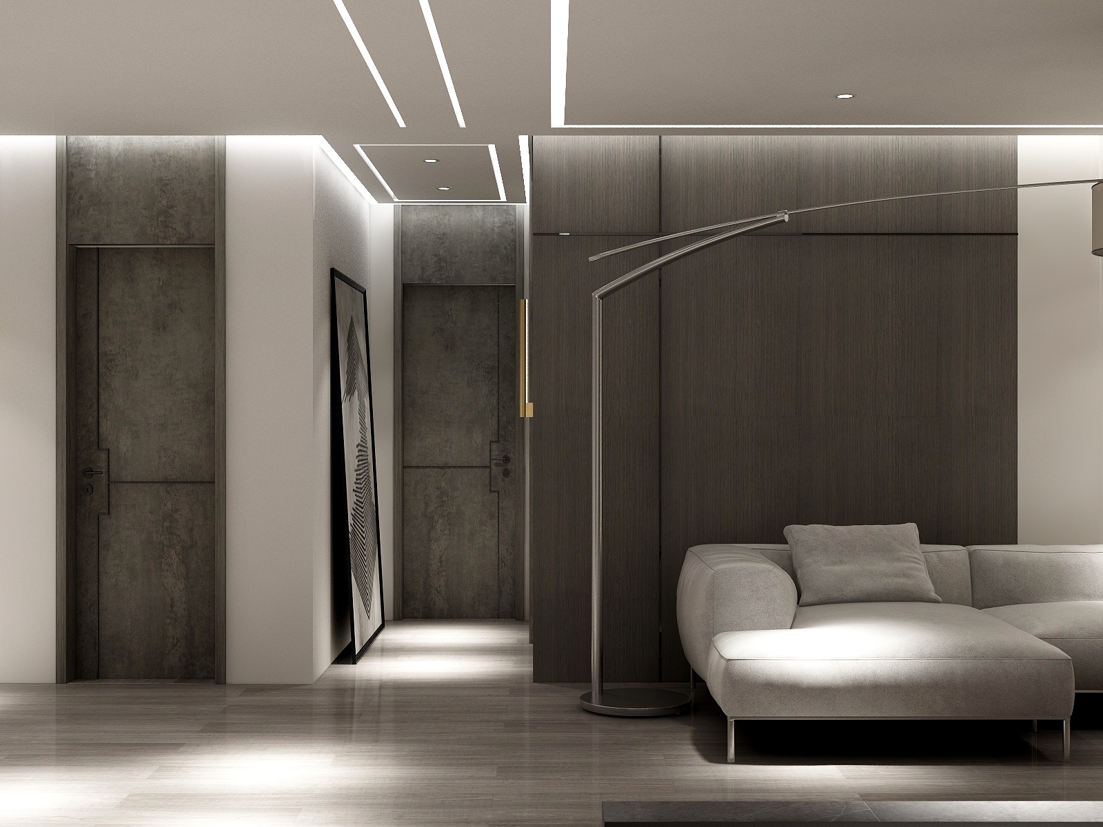 寻无丨全案空间设计-太原华润悦府丨158方港式极简工业向极致灯光-装修设计方案