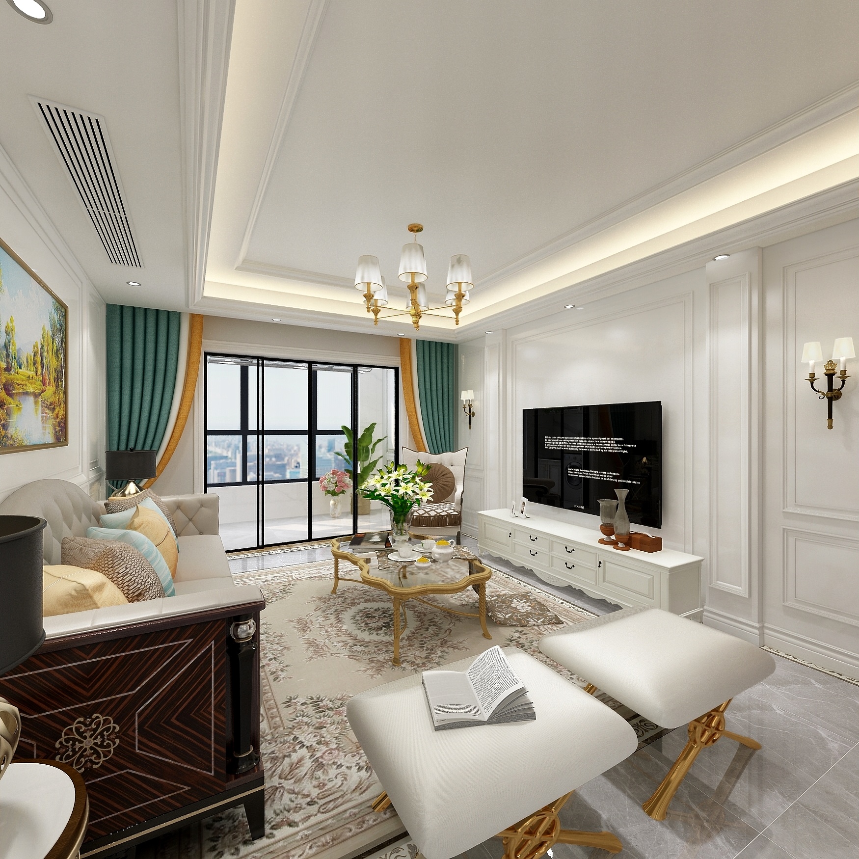 陈辉-125方简欧三居一层客餐厅装修效果图第5张