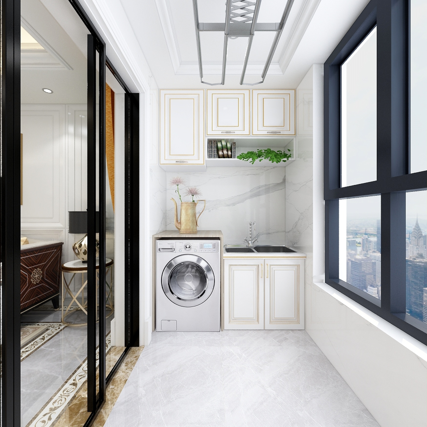 陈辉-125方简欧三居一层阳台装修效果图第3张