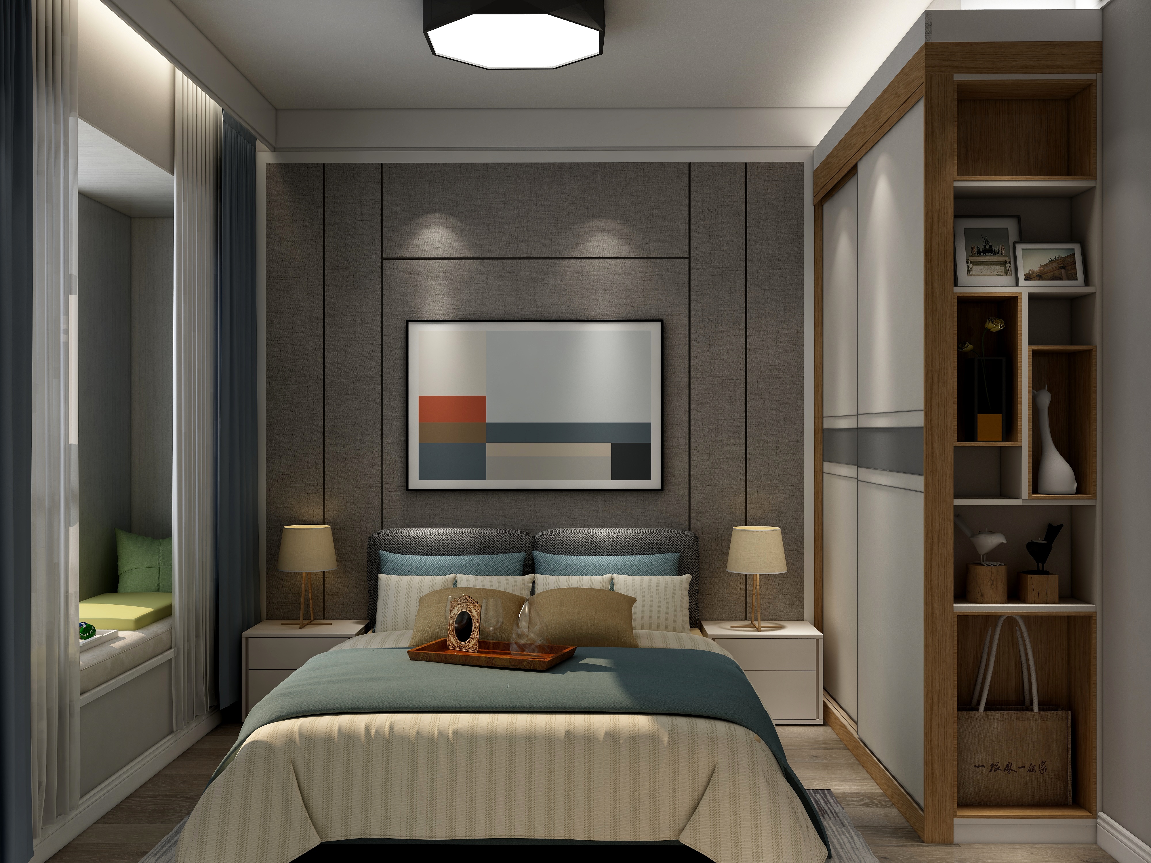 壹帆德品-146㎡现代四居一层次卧装修效果图第3张
