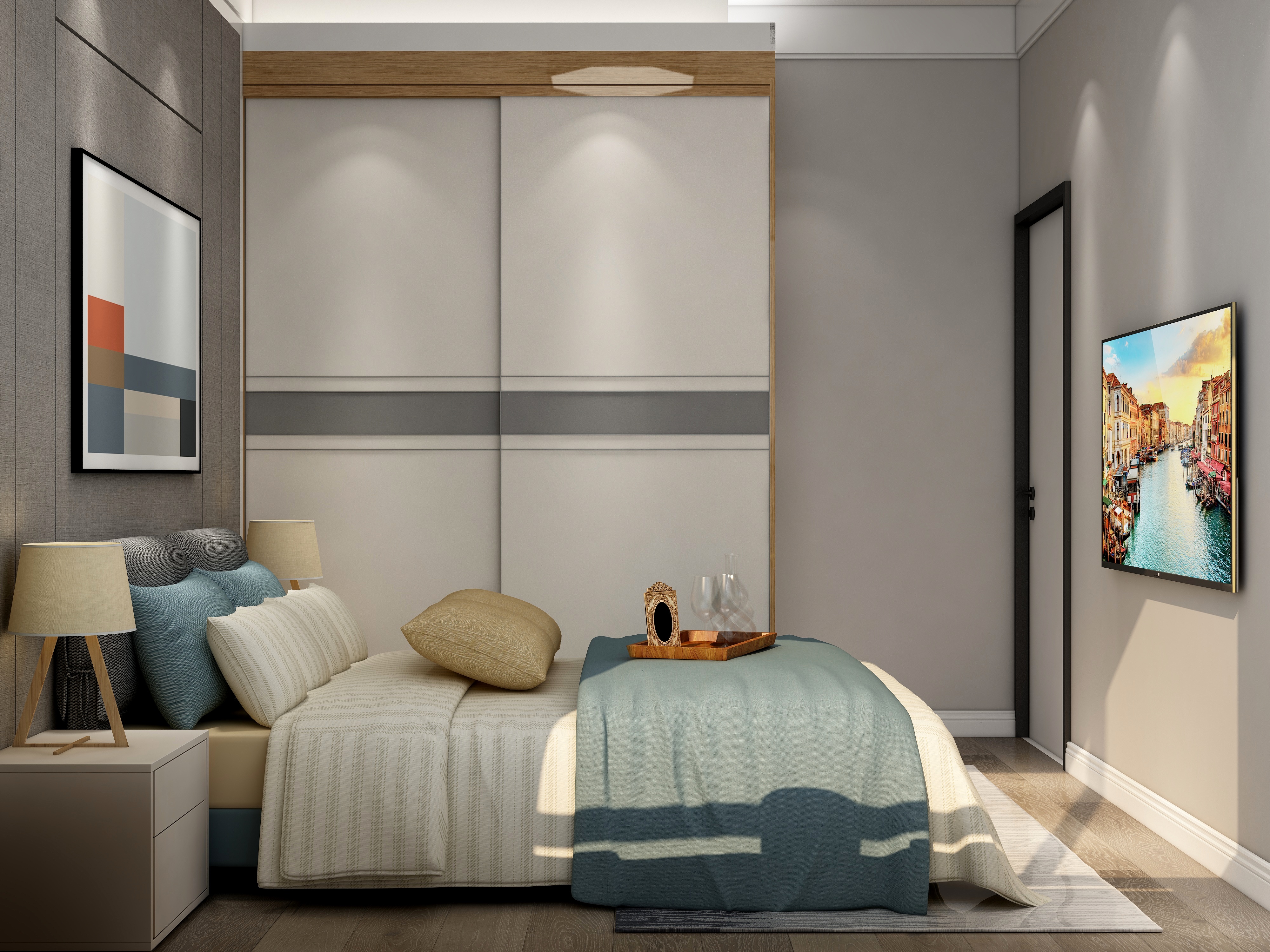 壹帆德品-146㎡现代四居一层次卧装修效果图第1张