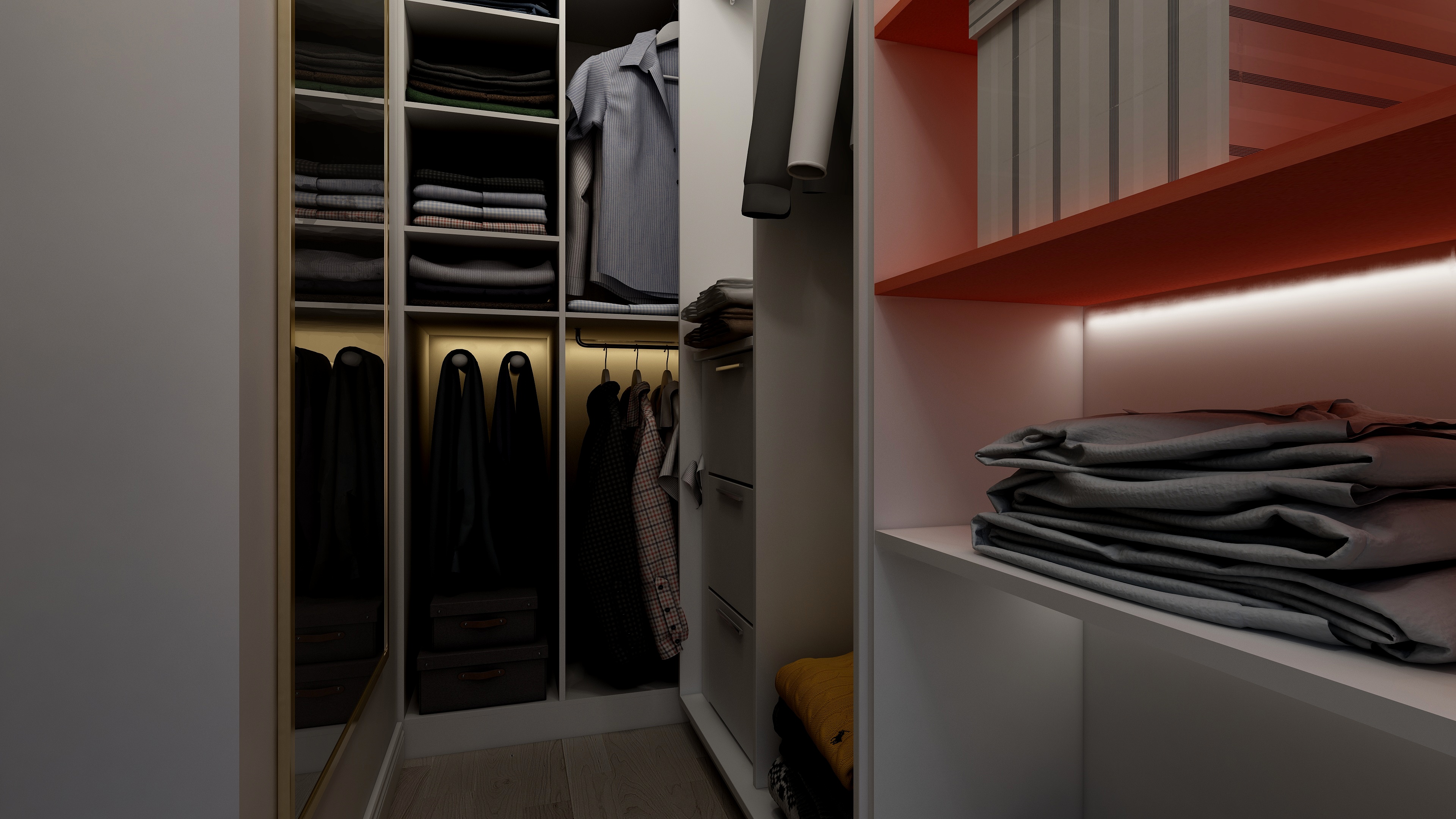 水木芸居设计-《沫染玉》一层步入式衣柜装修效果图第2张