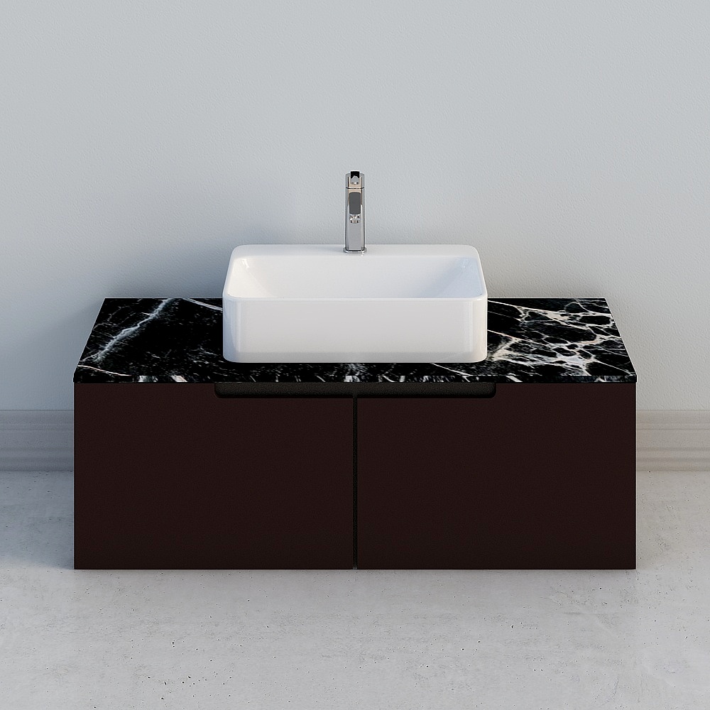 SX-现代轻奢台盆浴室配件镜子组合355398-153D模型