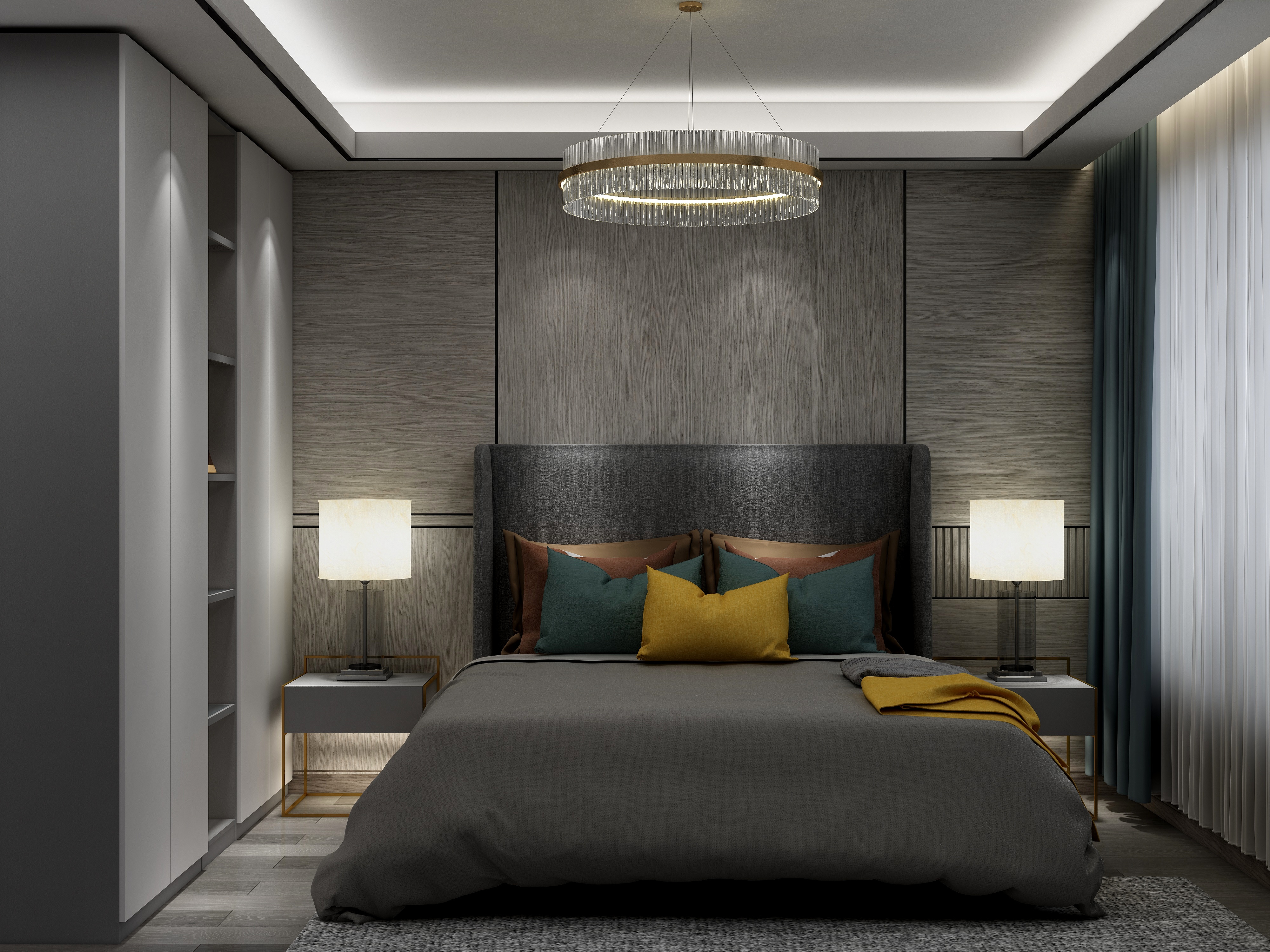 壹帆德品-146㎡现代四居一层主卧装修效果图第2张